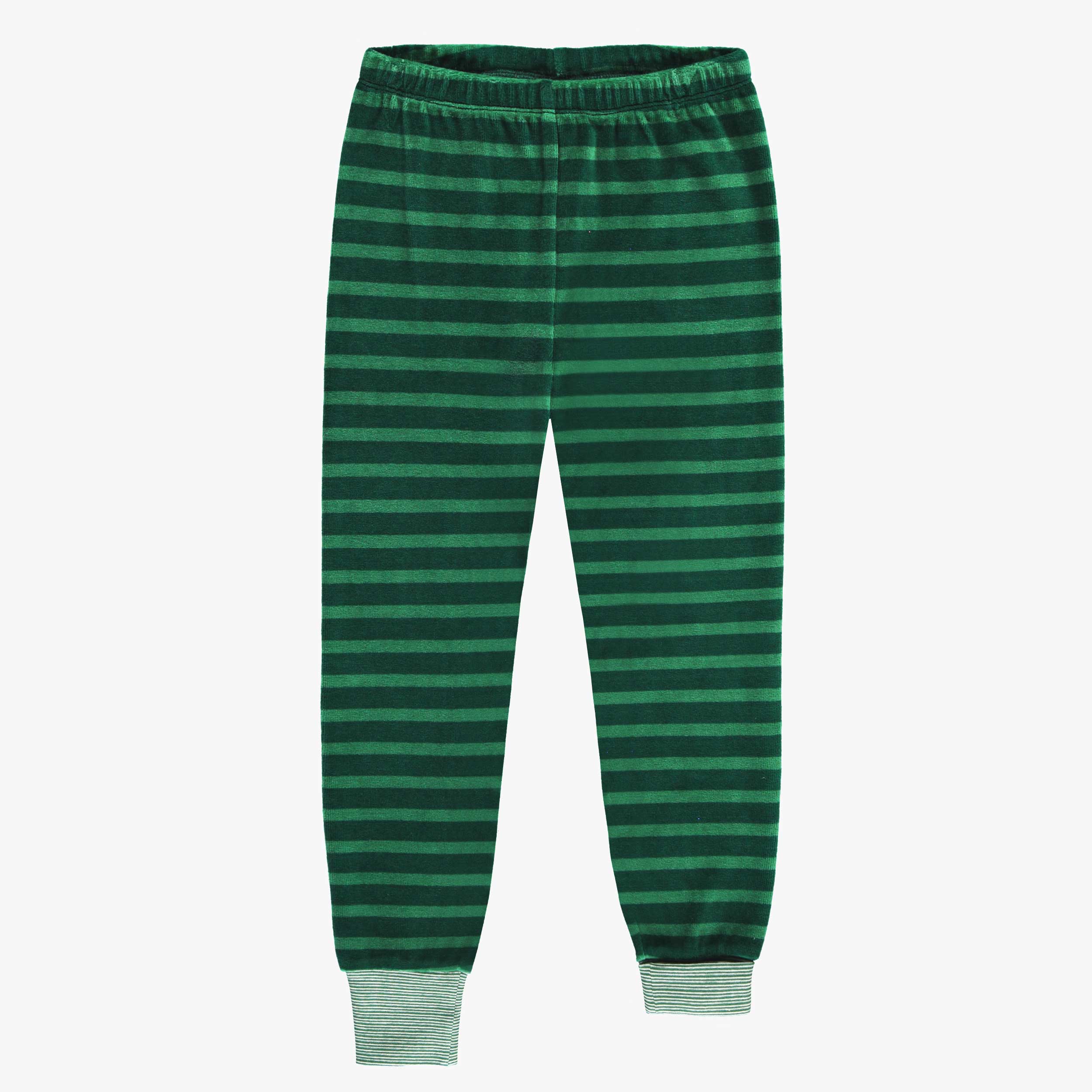 Pantalon du pyjama deux pièces vert à rayures, enfant