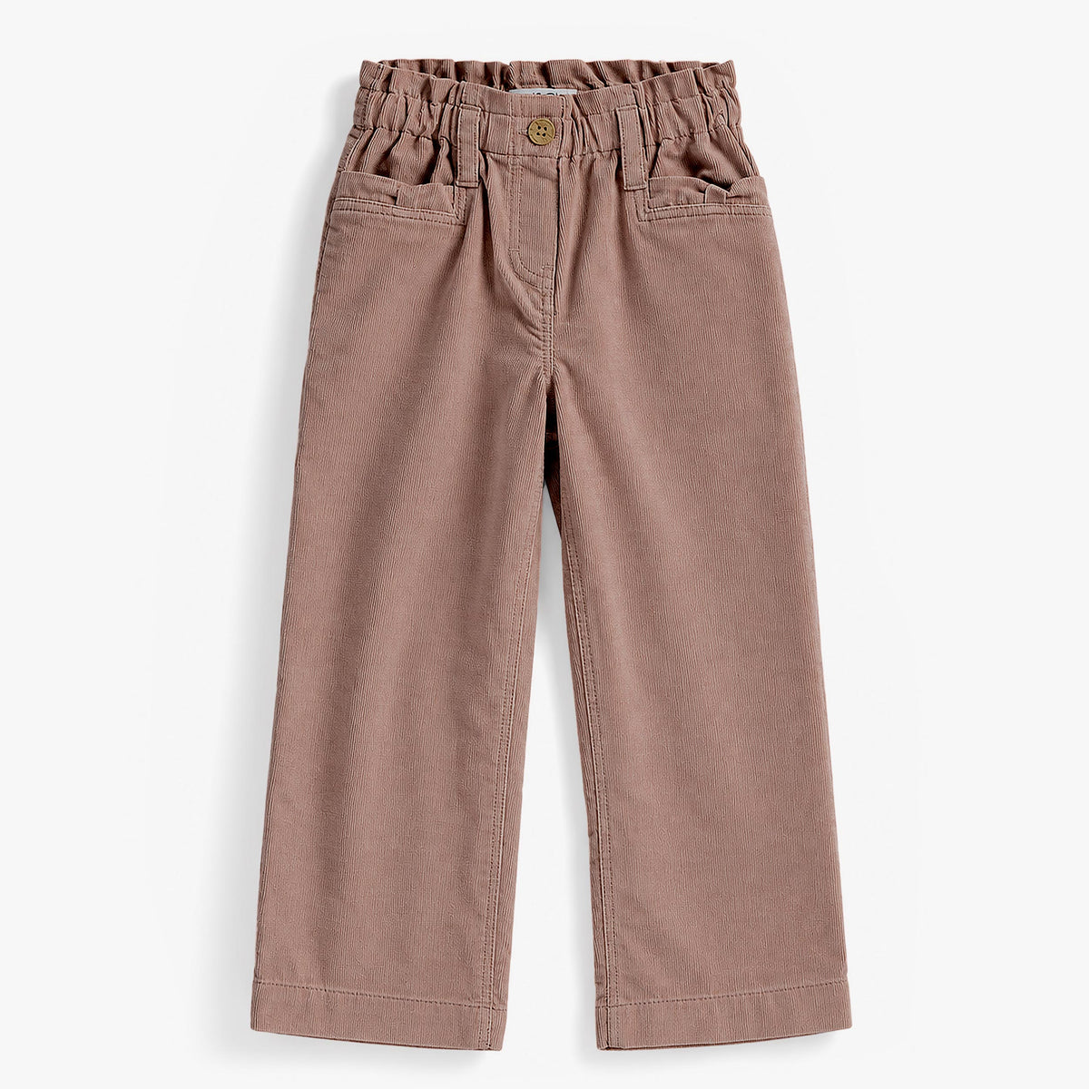 Pantalon brun en velours côtelé à jambe large, enfant fille - Souris Mini