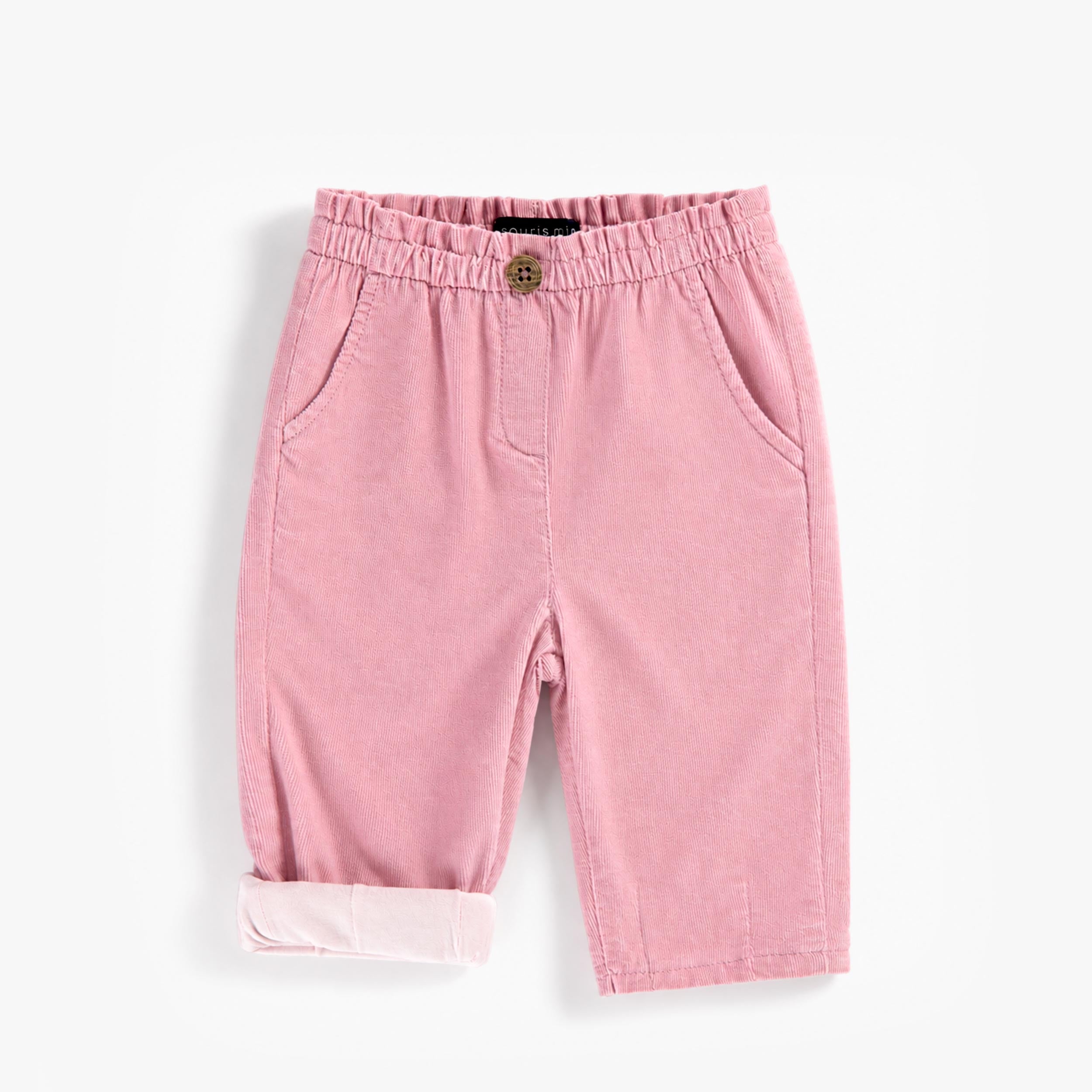 Pantalon en velours côtelé rose, bébé - Souris Mini