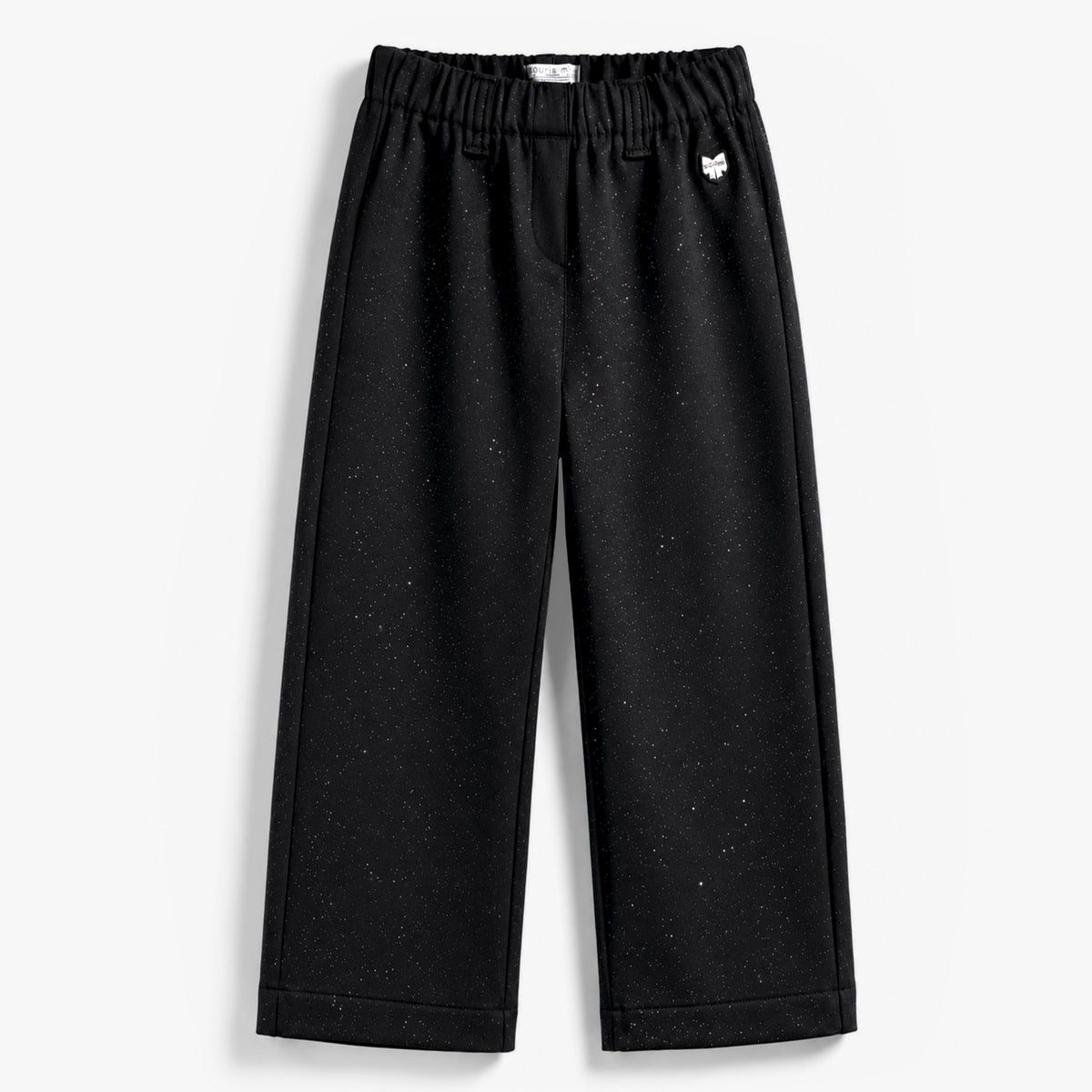 Pantalon noir brillant à jambe large, enfant fille - Souris Mini