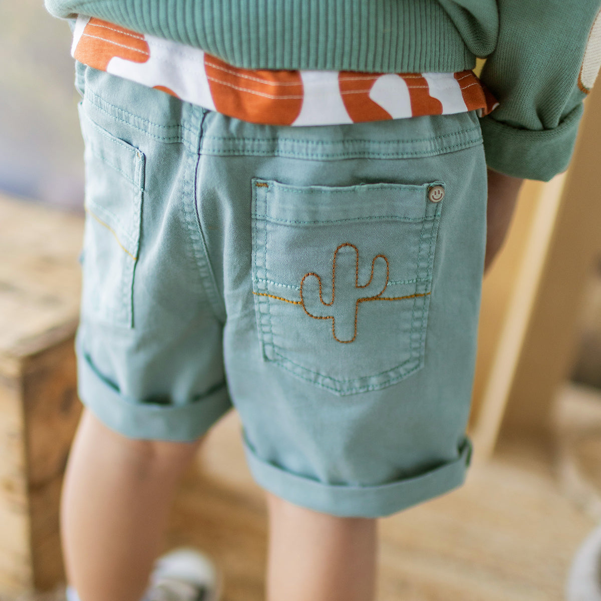 Bermuda turquoise en denim, enfant