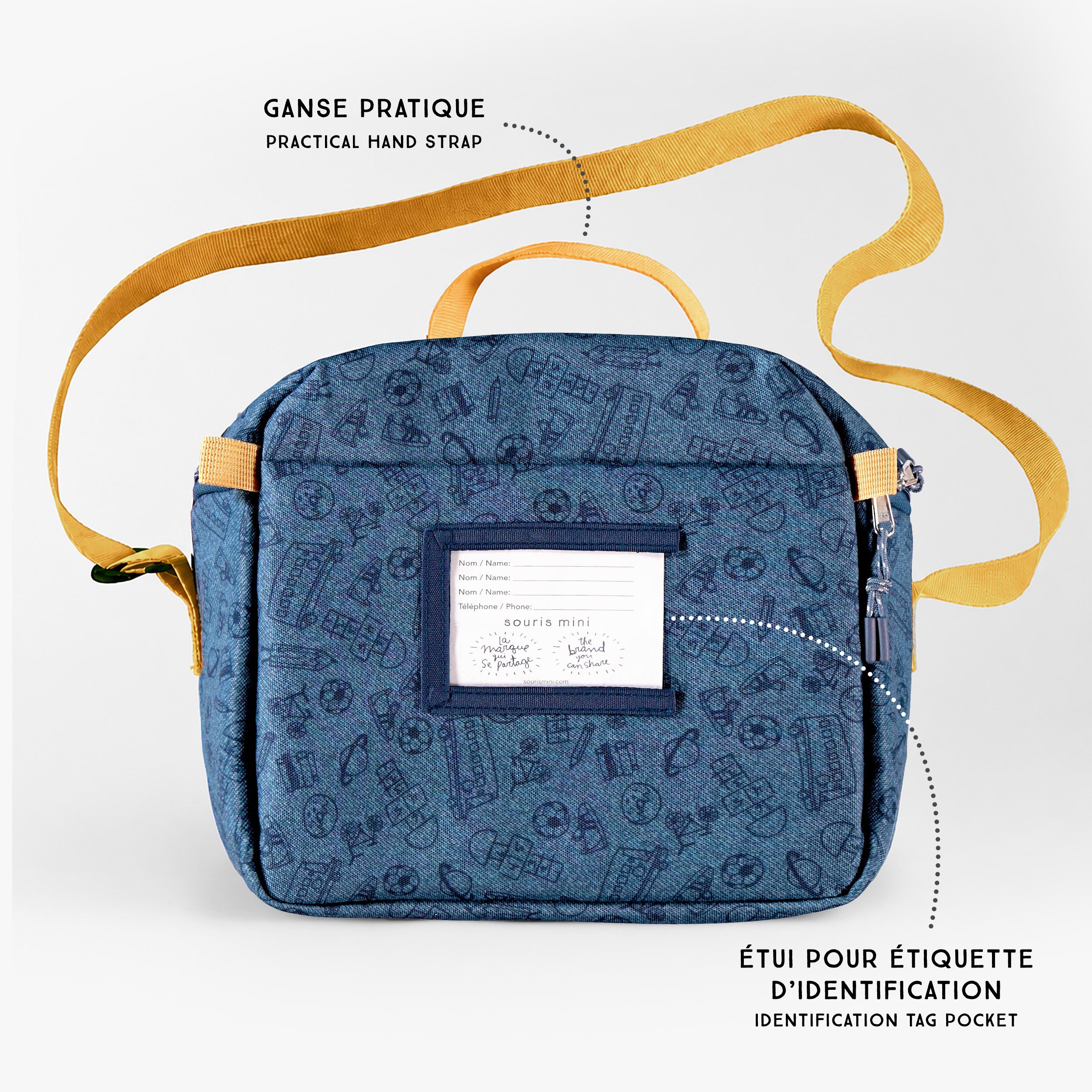 Blue printed insulated lunch bag