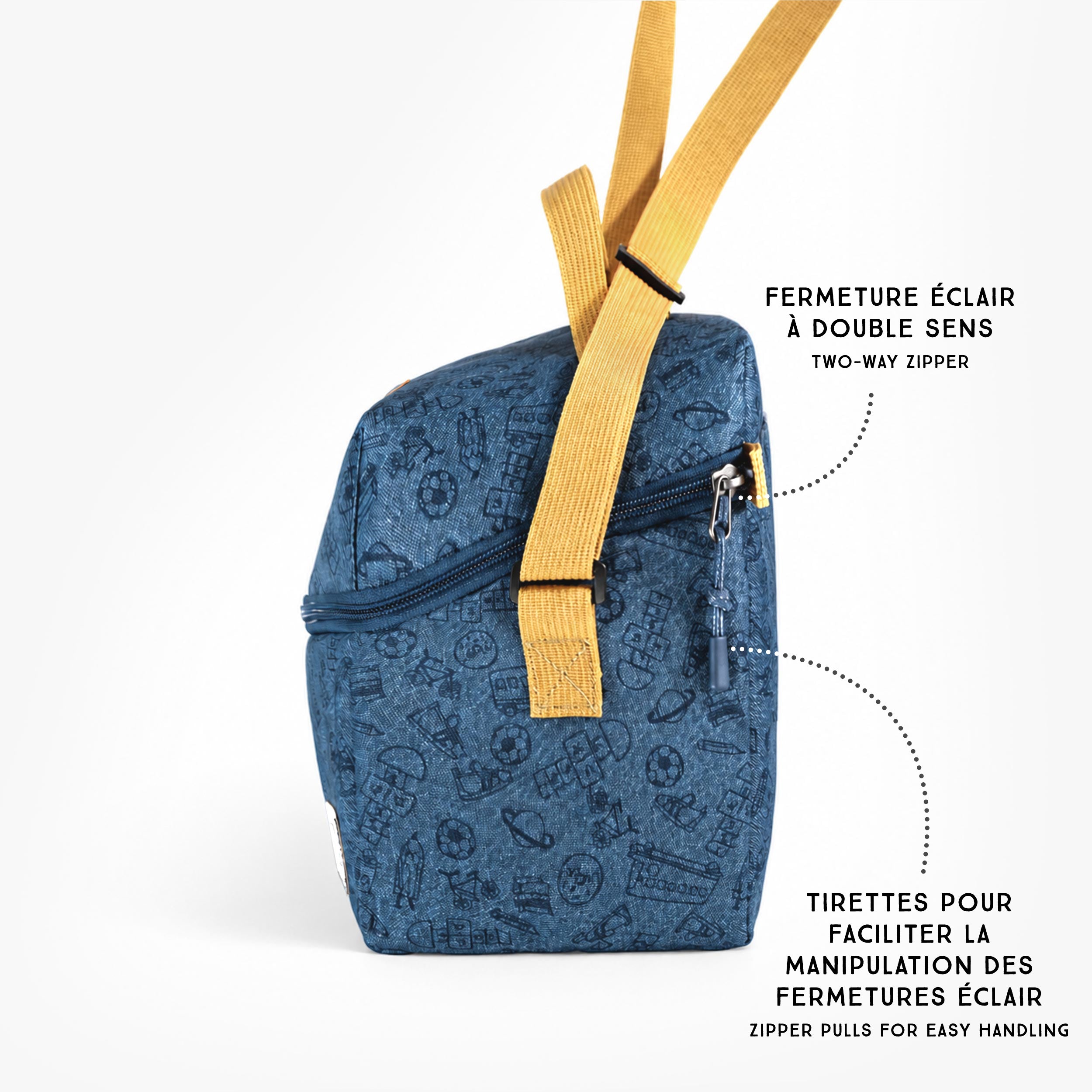 Blue printed insulated lunch bag