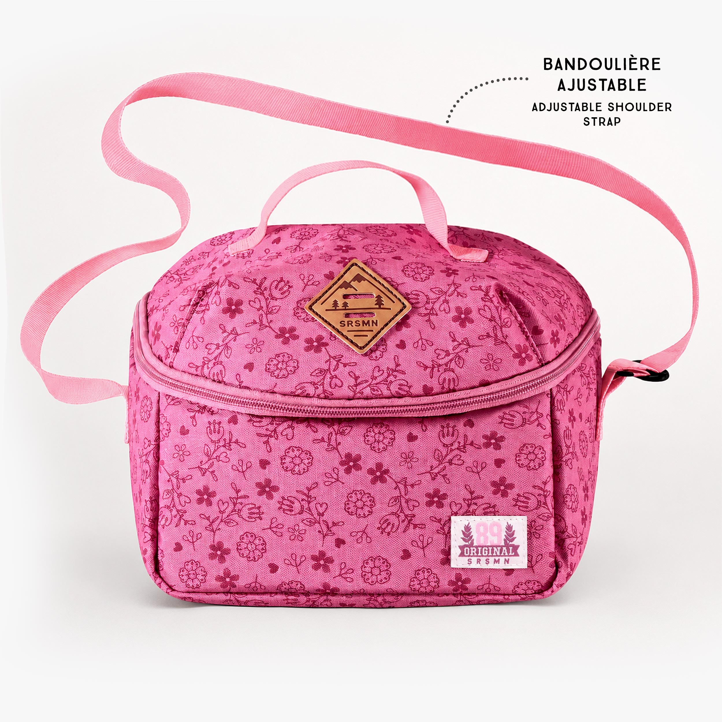Sac à lunch isotherme rose à imprimé floral