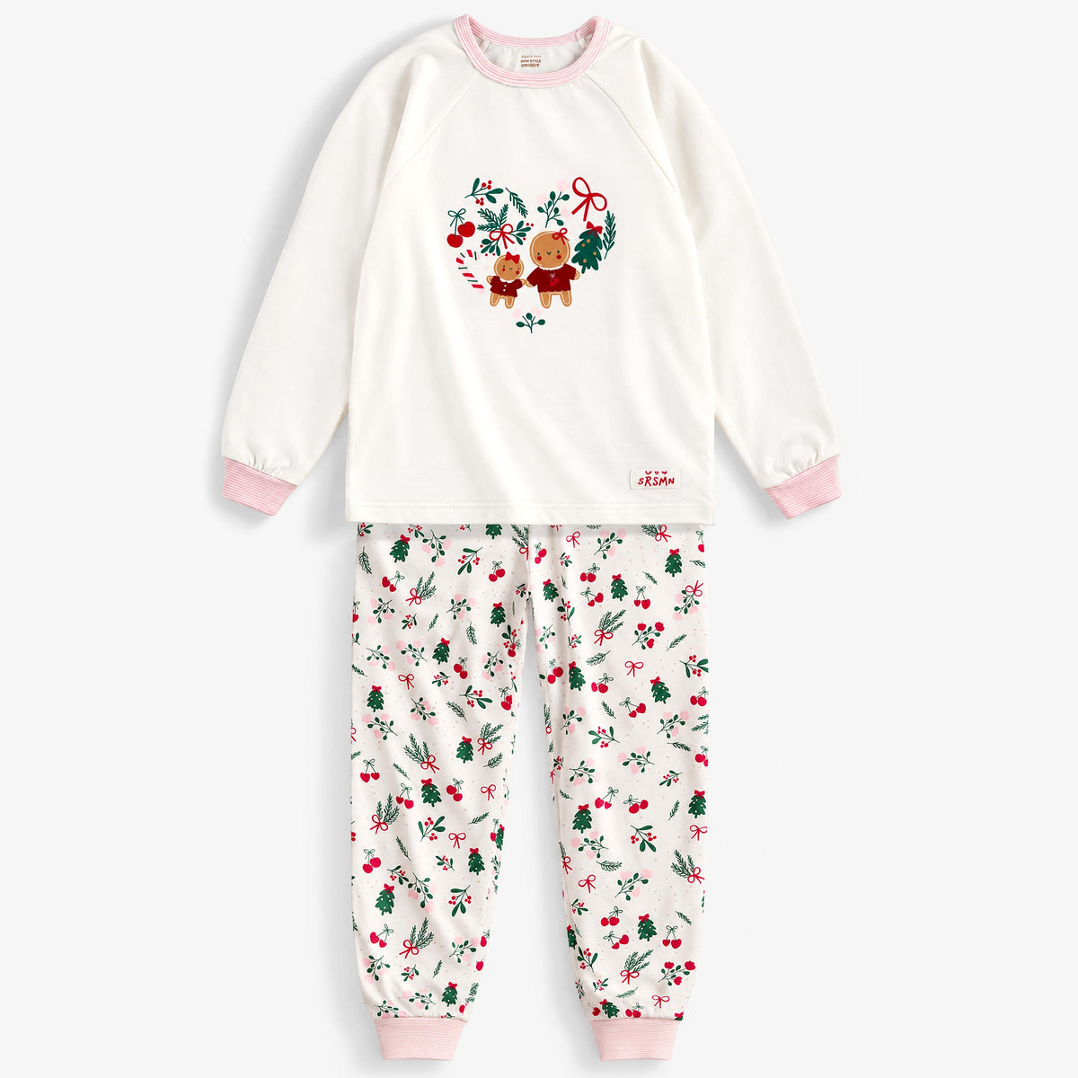 Pyjama deux pièces crème à motifs des Fêtes, enfant fille - Souris MIni
