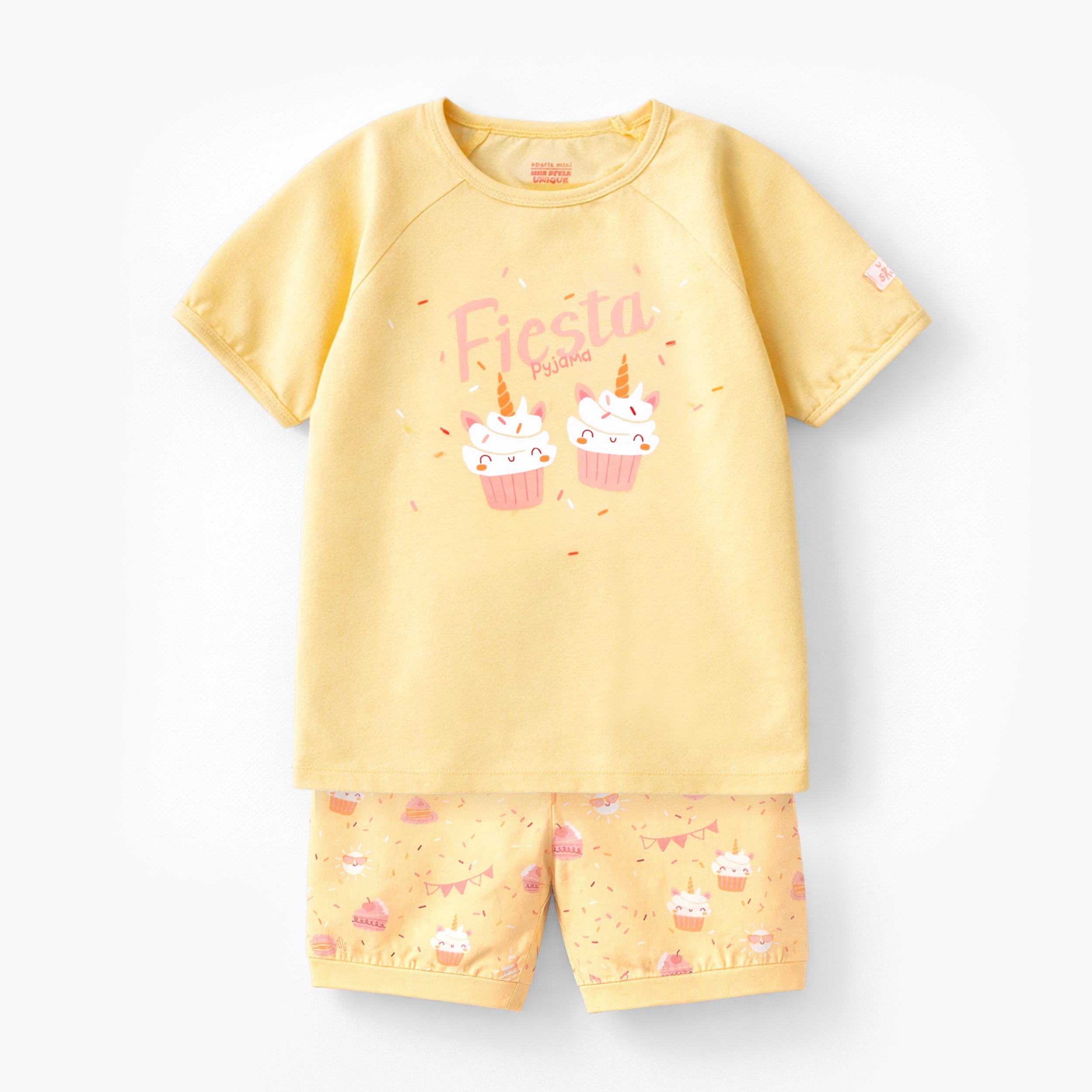 Pyjama deux pièces jaunes à motifs de gâteaux, enfant - Souris Mini
