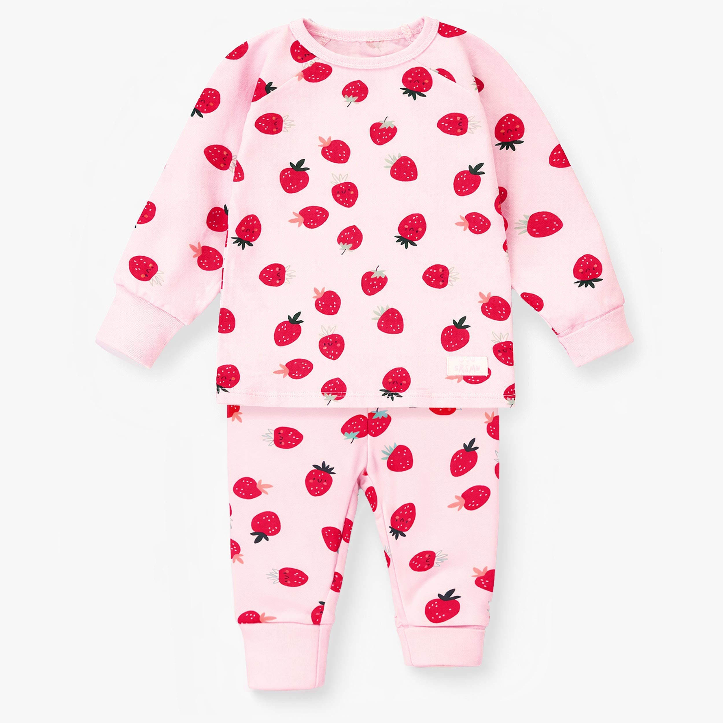 Pyjama deux pièces rose à motifs de fraises, bébé - Souris Mini