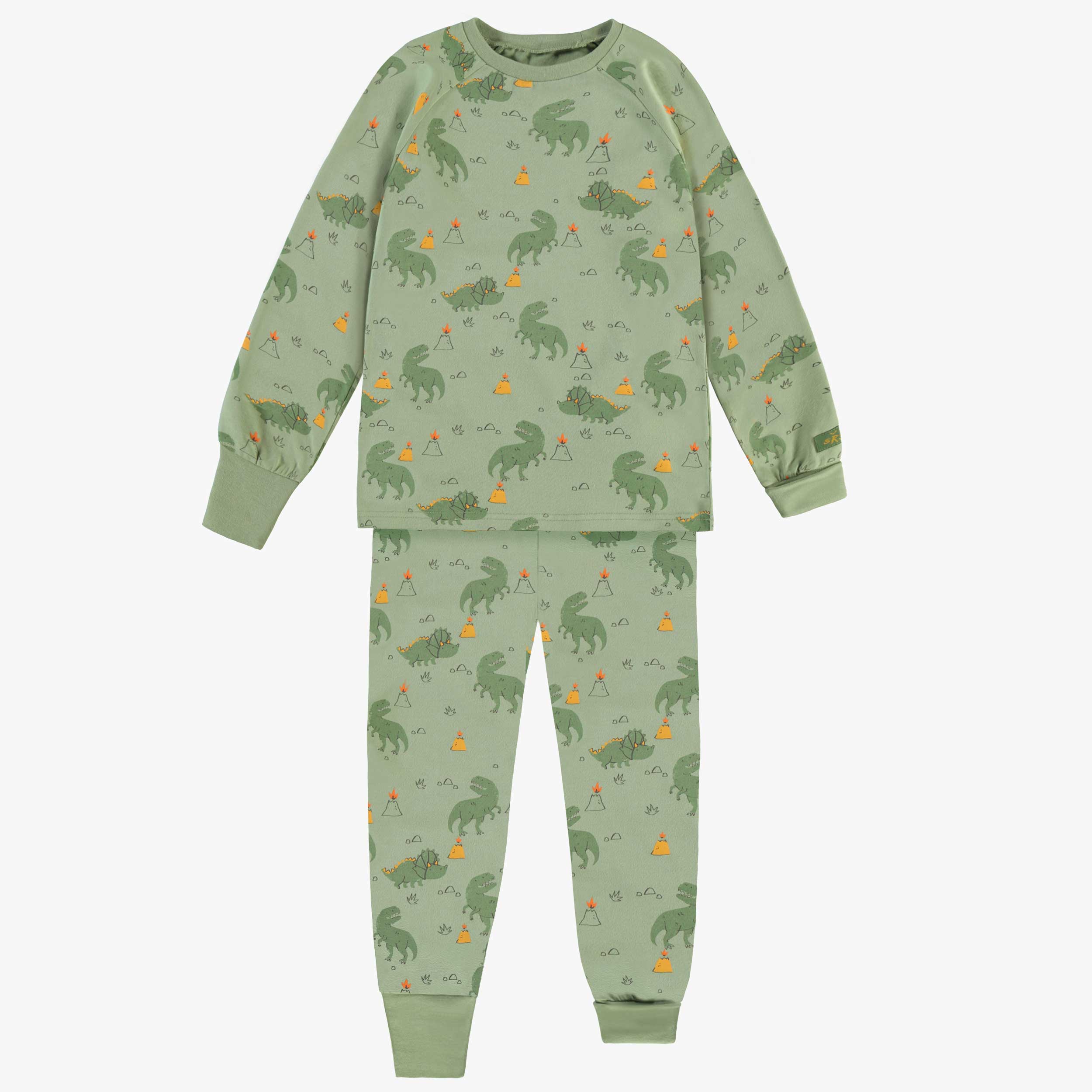 Pyjama deux pièces vert à motifs de dinosaures, enfant - Souris Mini
