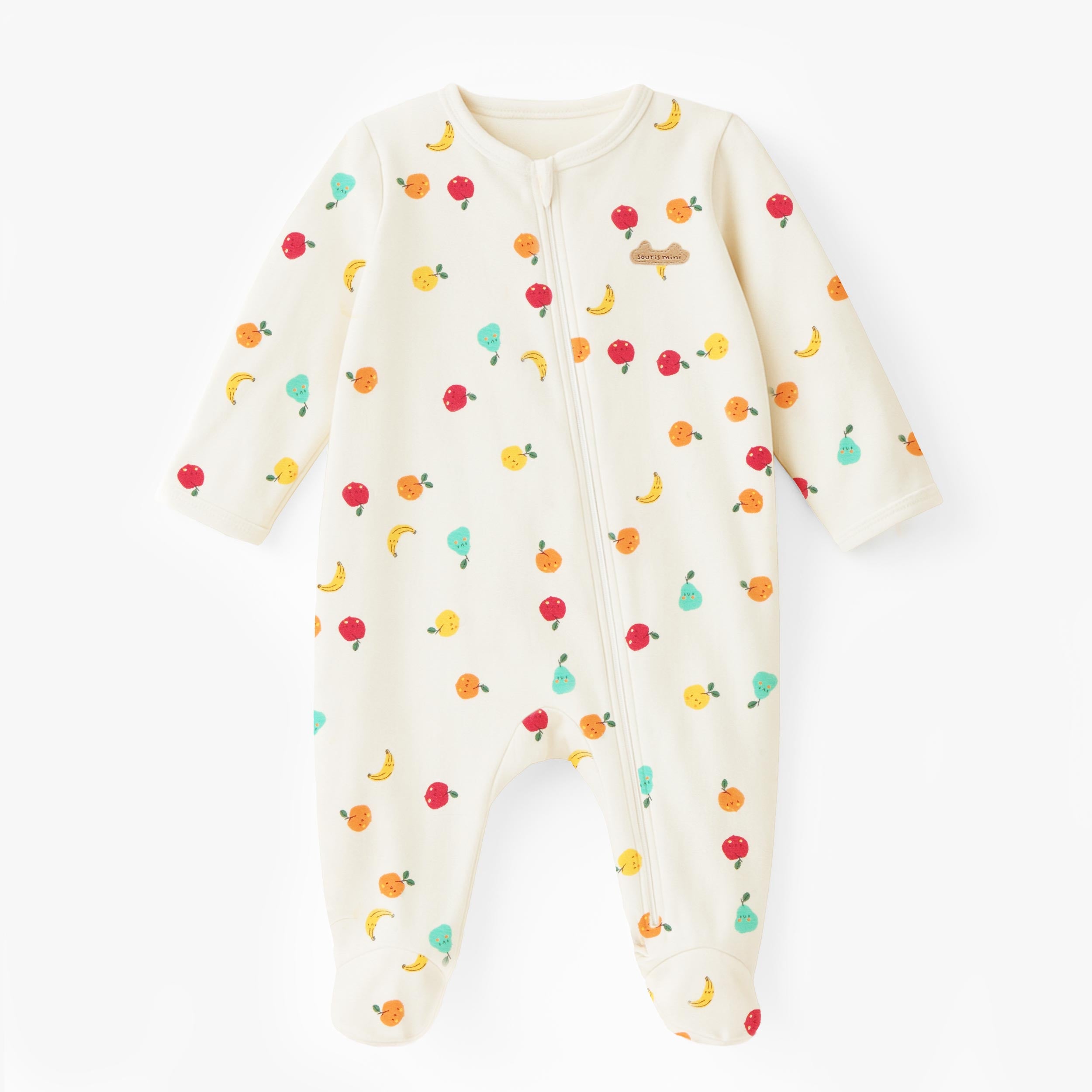 Pyjama une pièce crème à motifs fruités, naissance - Souris Mini
