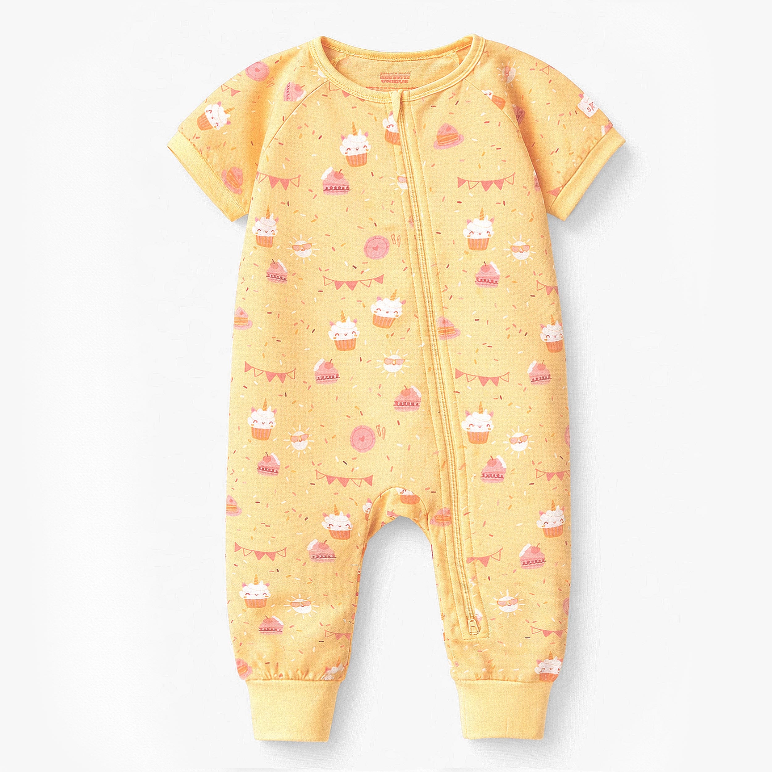 Pyjama une pièce jaune à motifs de gâteaux, bébé - Souris Mini