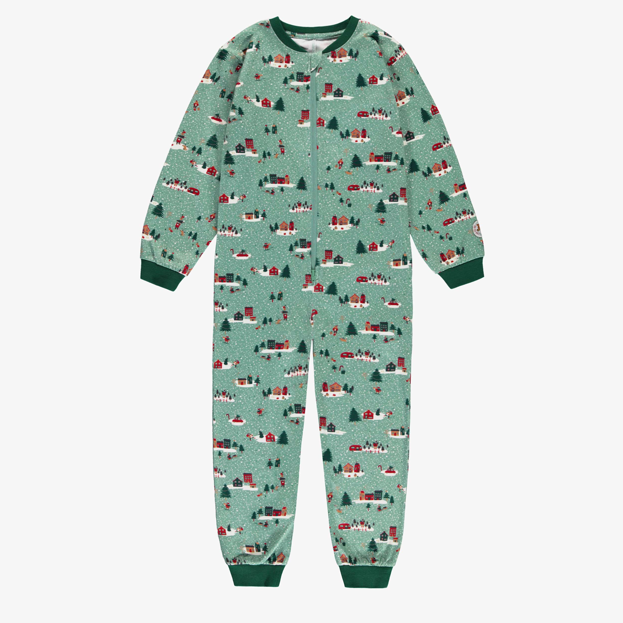 Pyjama une pièce vert à motifs des Fêtes, enfant - Souris Mini