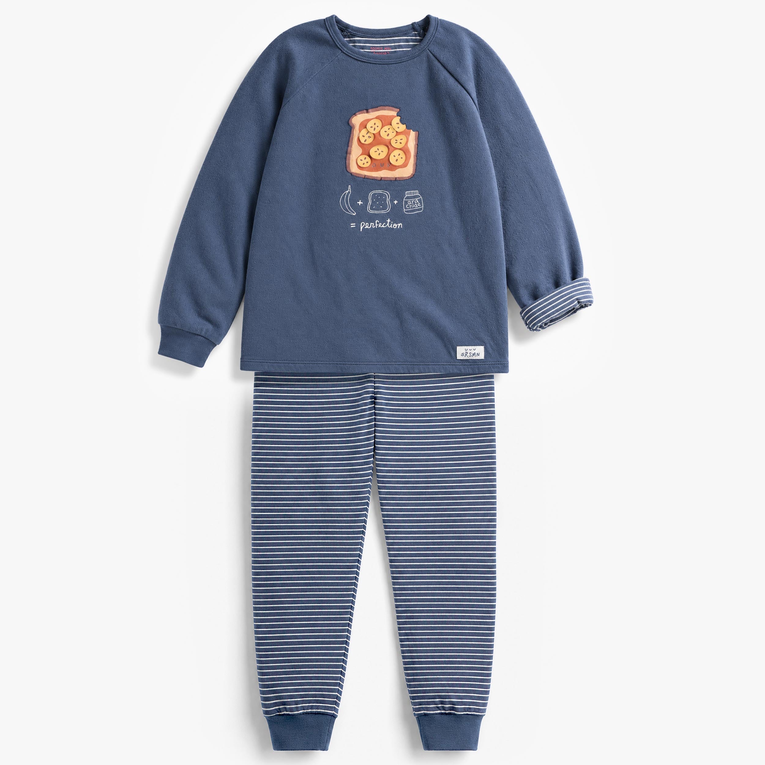 Pyjama deux pièces bleu à illustration de tartine, enfant - Souris Mini