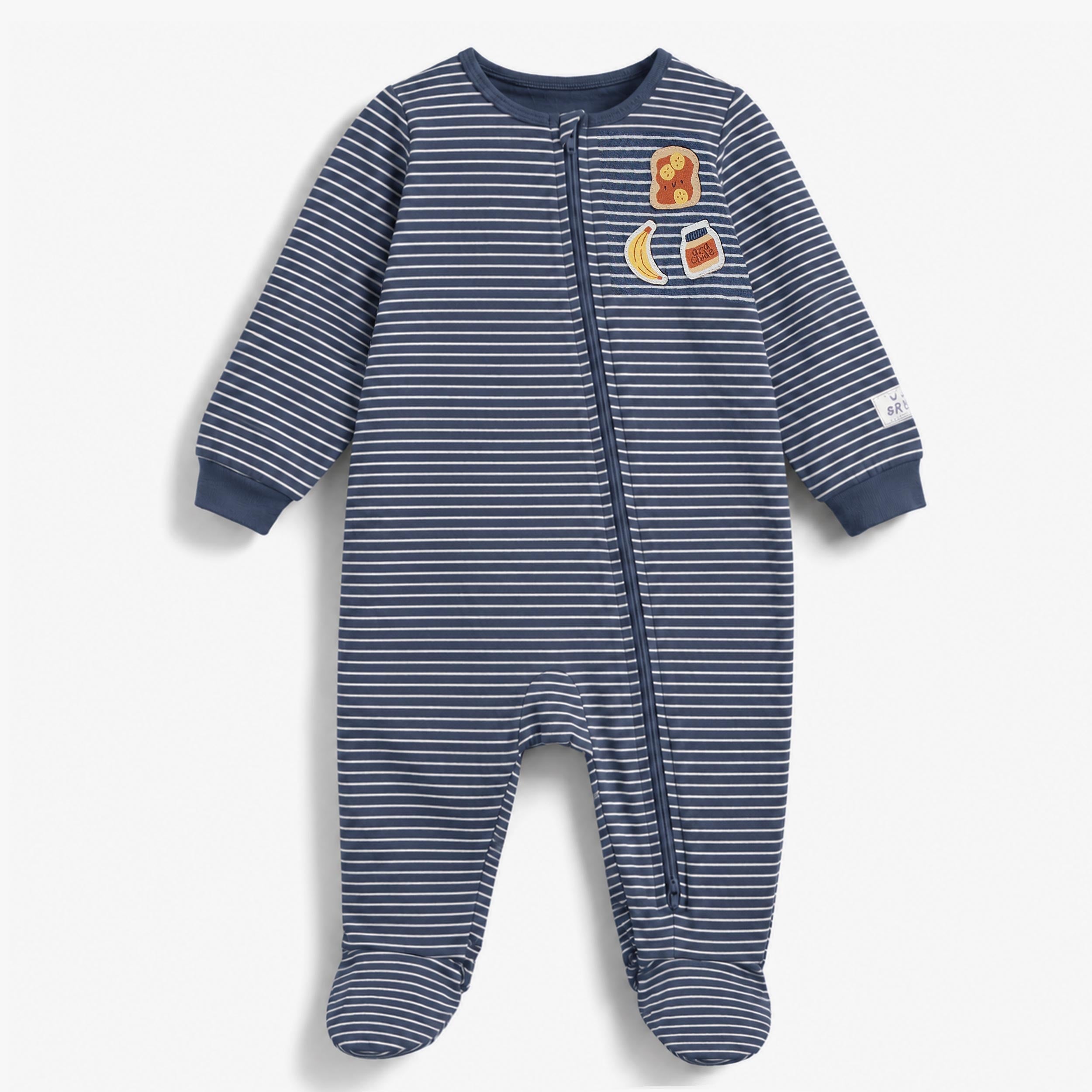 Pyjama une pièce bleu à rayures, bébé - Souris Mini