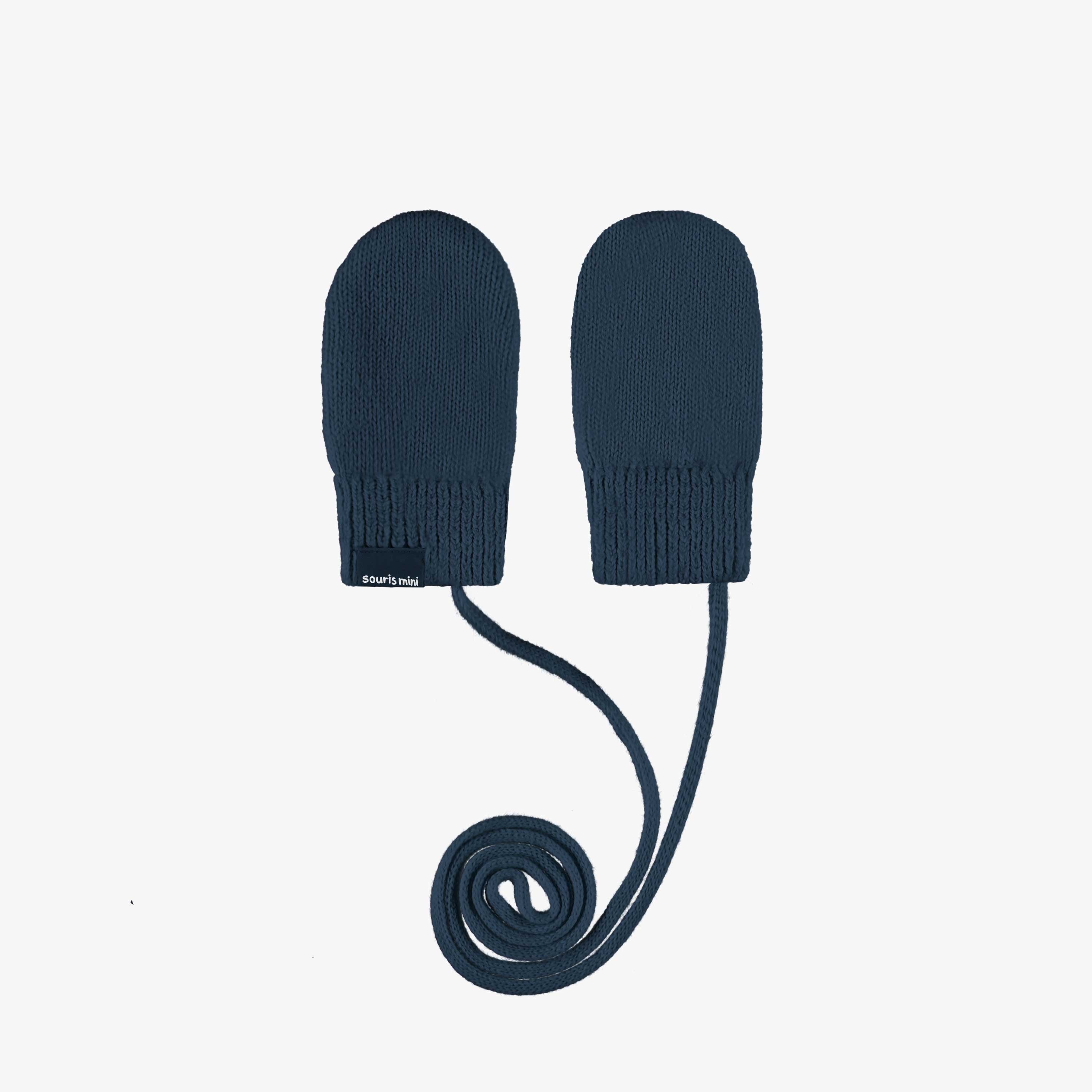 Revers des mitaines bleu marine en tricot, bébé