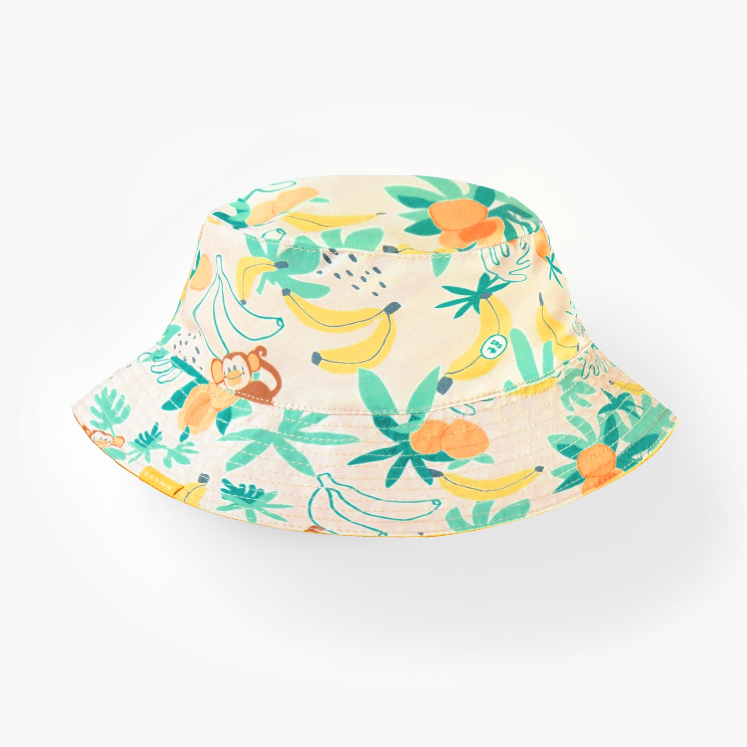 Revers du chapeau de soleil réversible beige à motifs tropicaux, enfant - Souris Mini