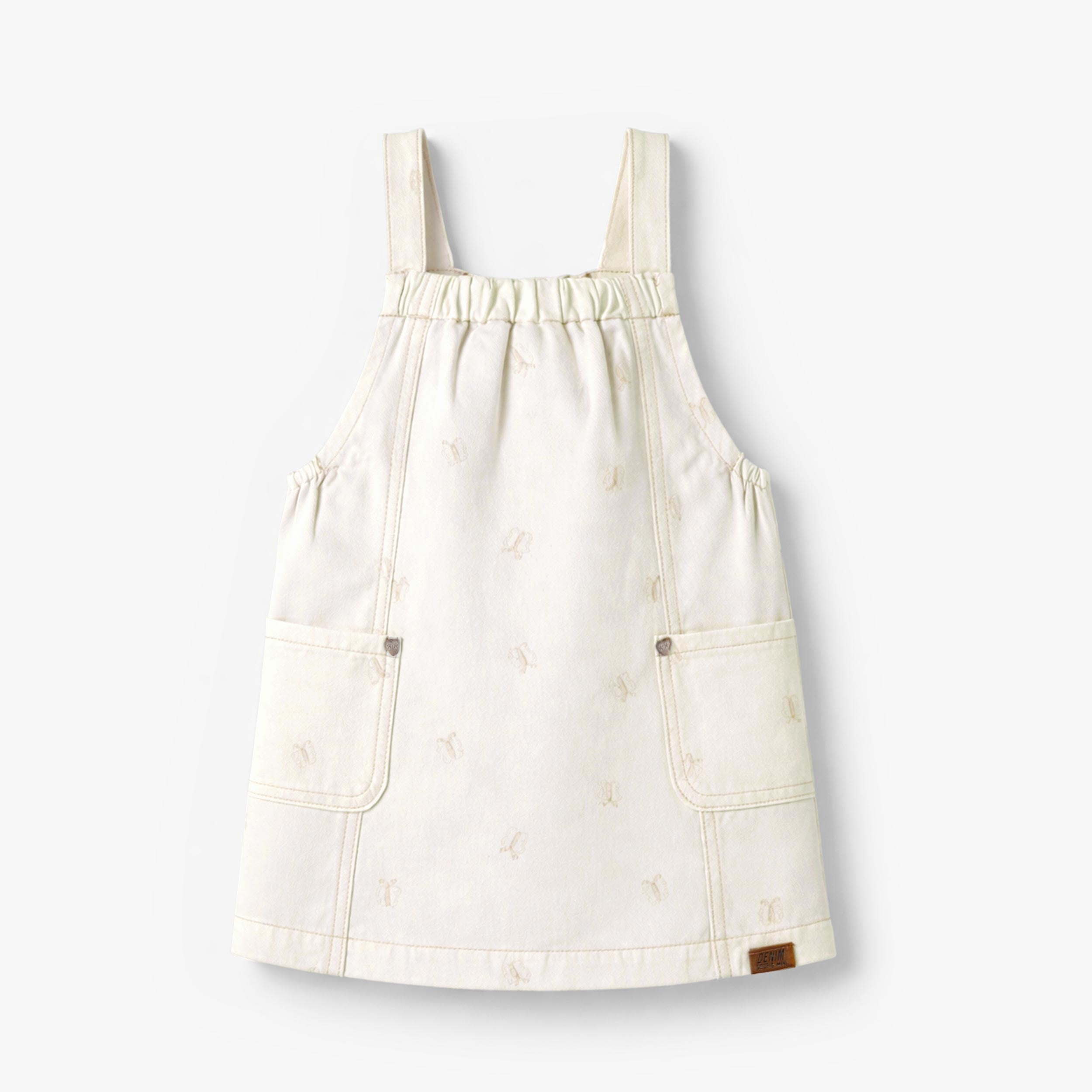 Robe crème en denim avec broderies de papillons, bébé - Souris Mini