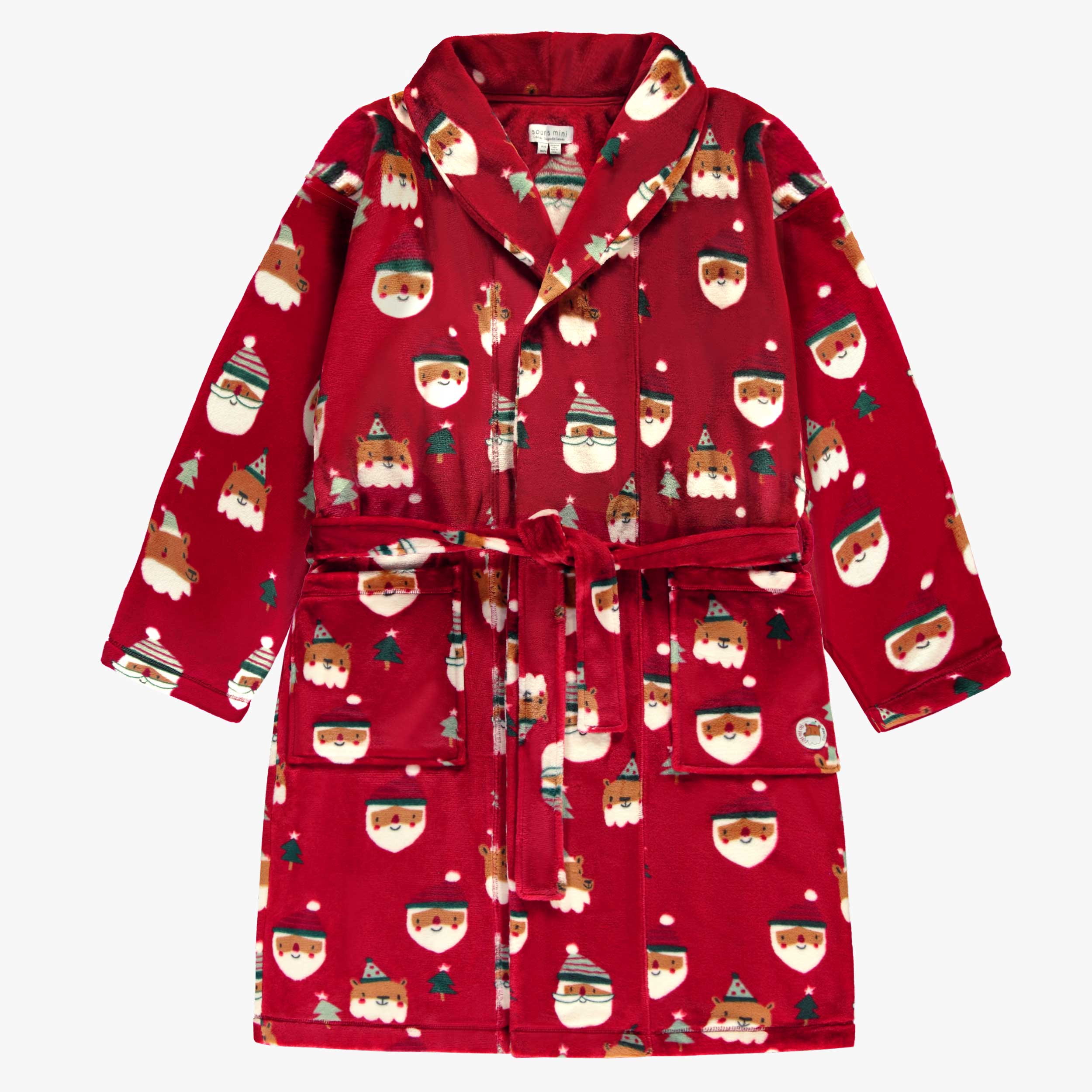 Robe de chambre rouge en peluche avec motifs des Fêtes, adulte - Souris Mini