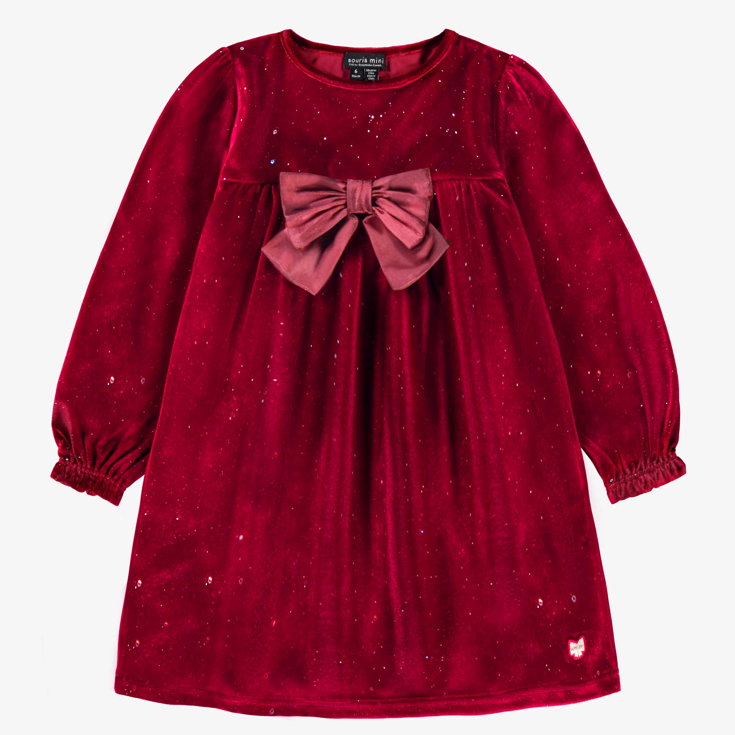 Robe rouge en velours scintillant, enfant - Souris Mini