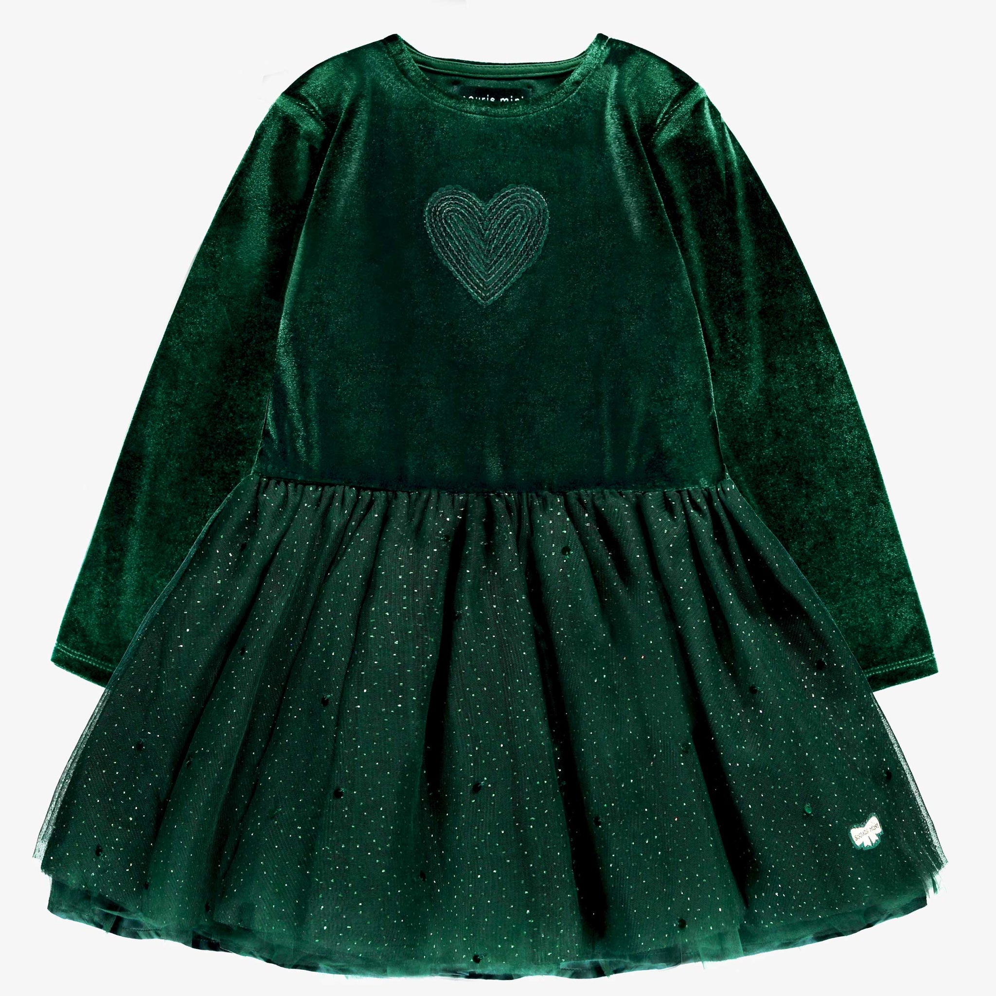 girls green velvet dress Green dress in velvet and sequin, child | Souris Mini