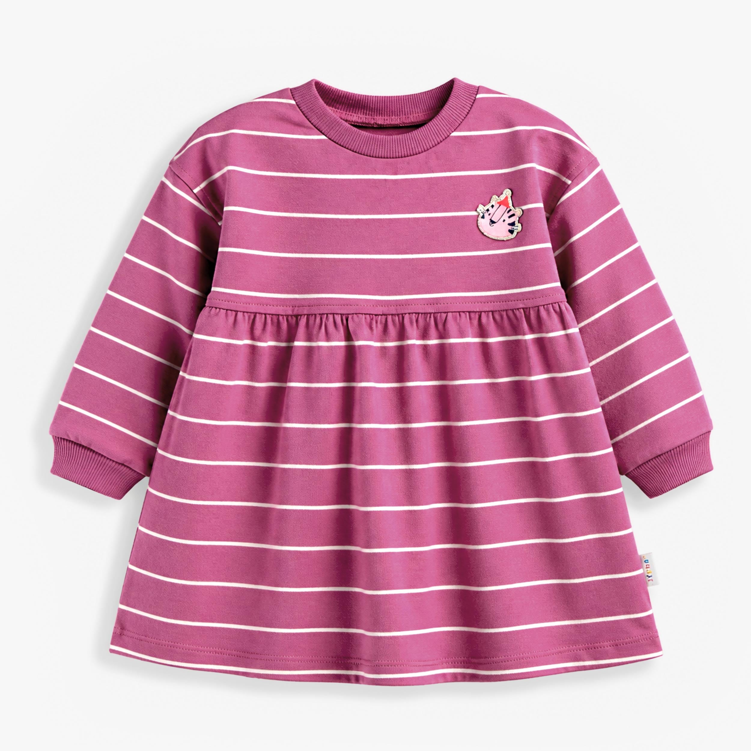 Robe mauve rayée avec écusson, bébé fille -Souris Mini