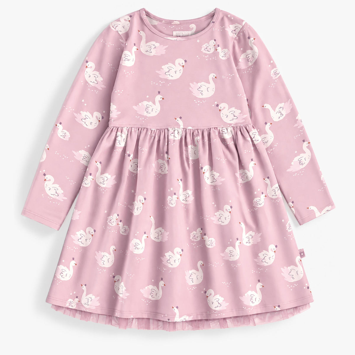 Robe rose à motifs de cygnes, enfant fille - Souris Mini