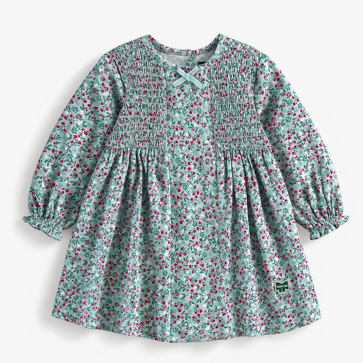 Robe verte en viscose à carreaux, bébé fille - Souris Mini
