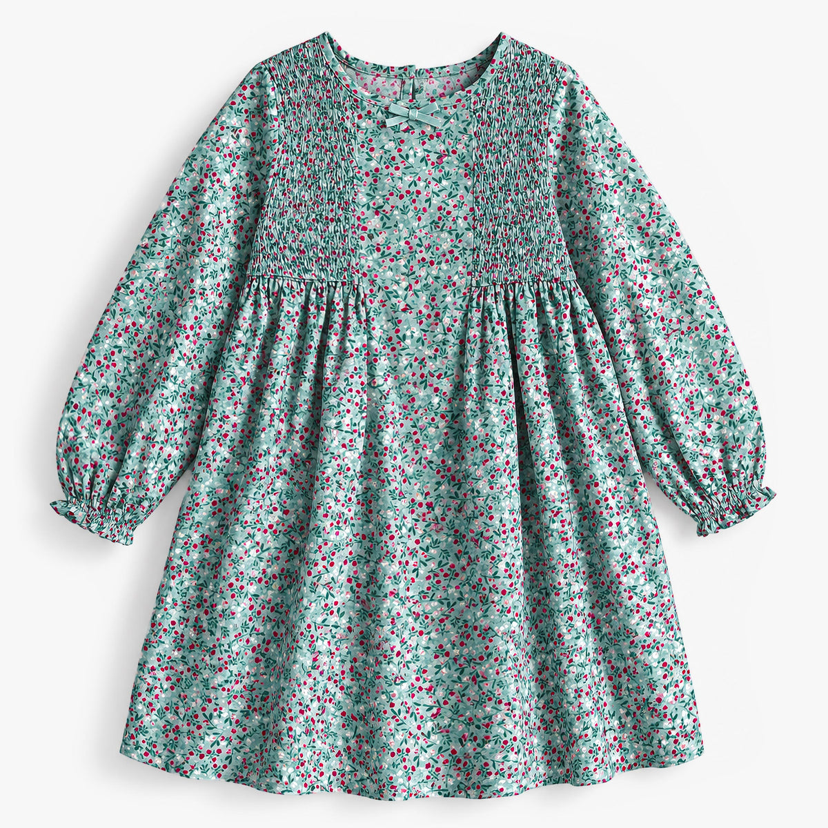 Robe verte en viscose à carreaux, enfant fille - Souris Mini