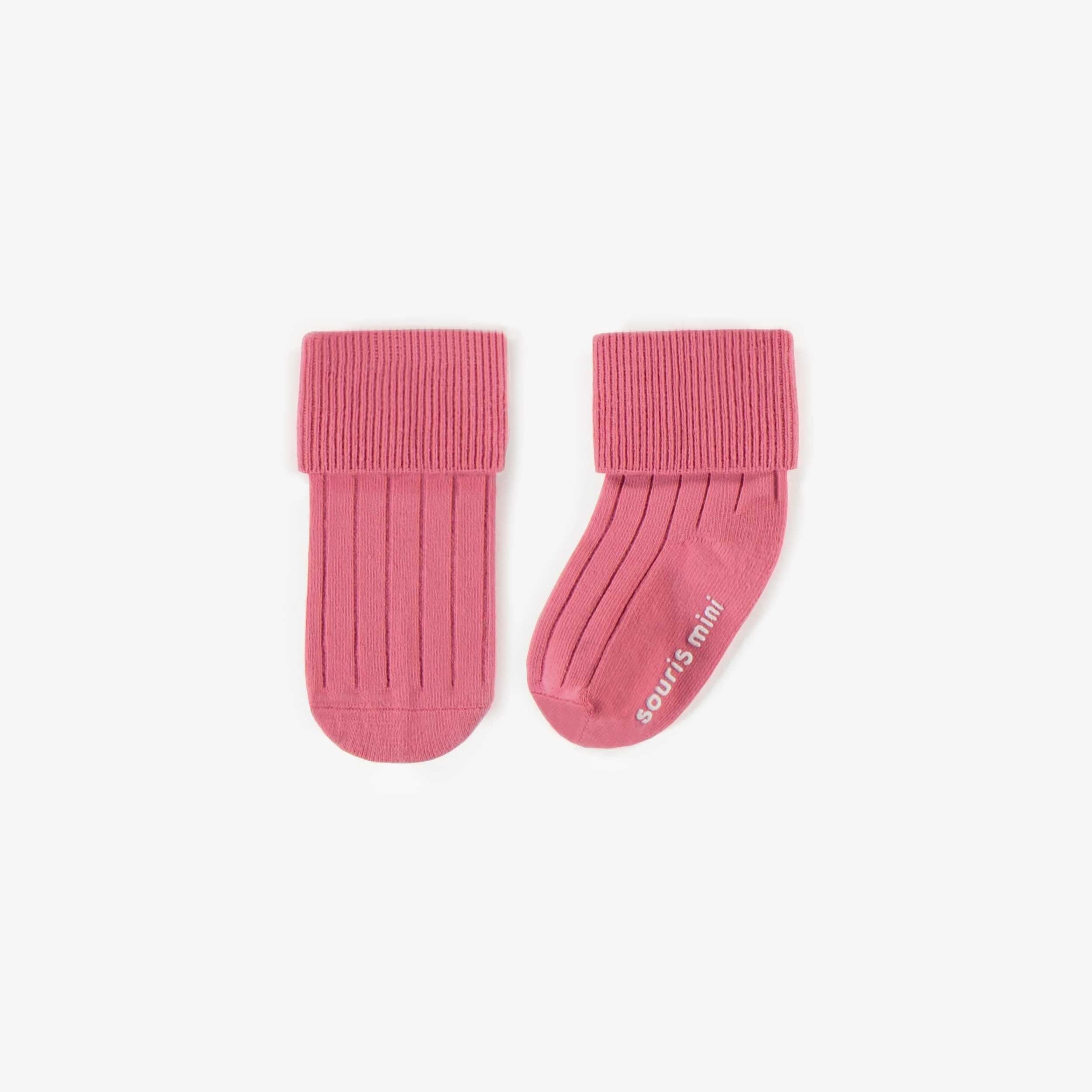 Pink stretchy socks, newborn