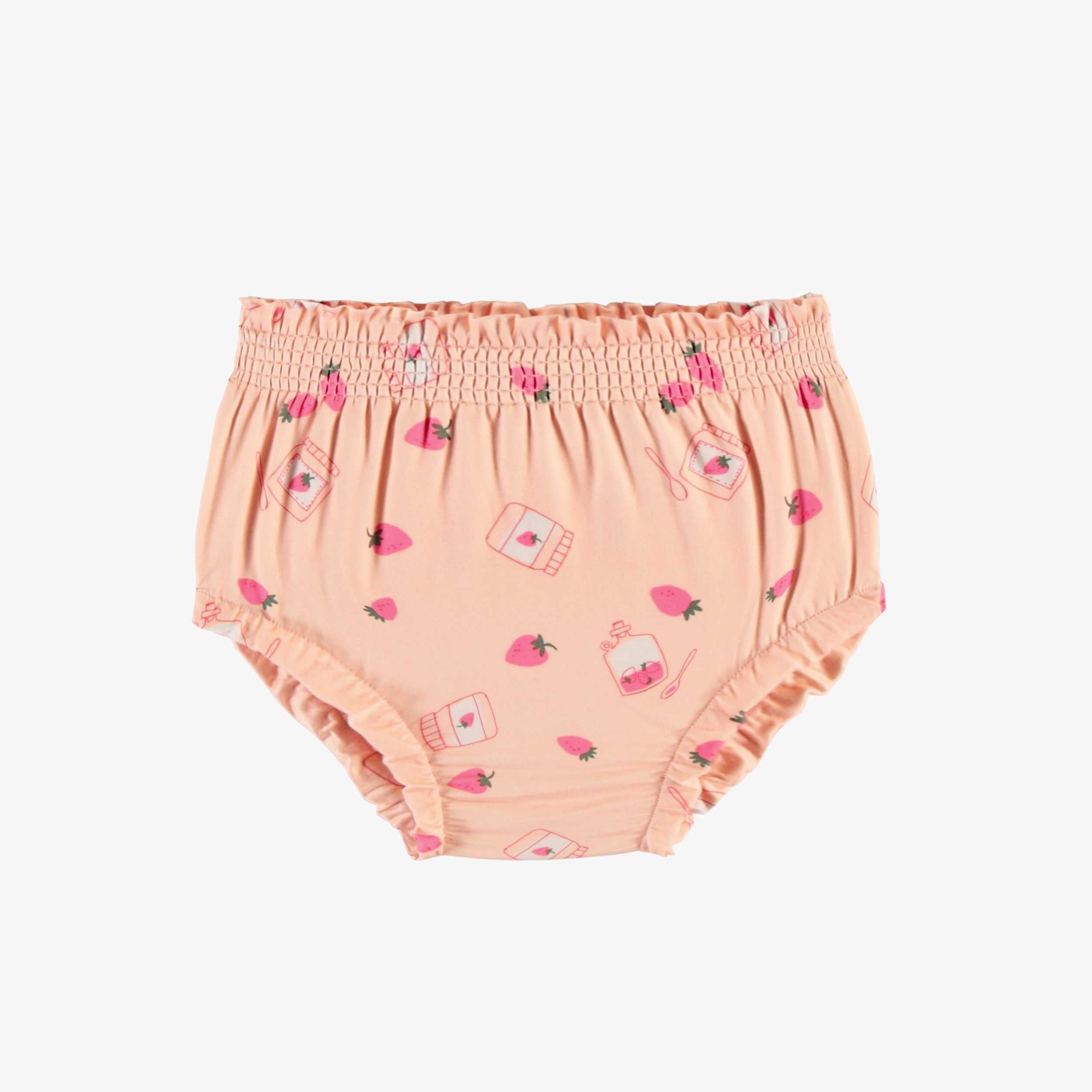 Bas de pyjama deux pièces pêche avec motif de fraises et confitures en doux polyester, bébé