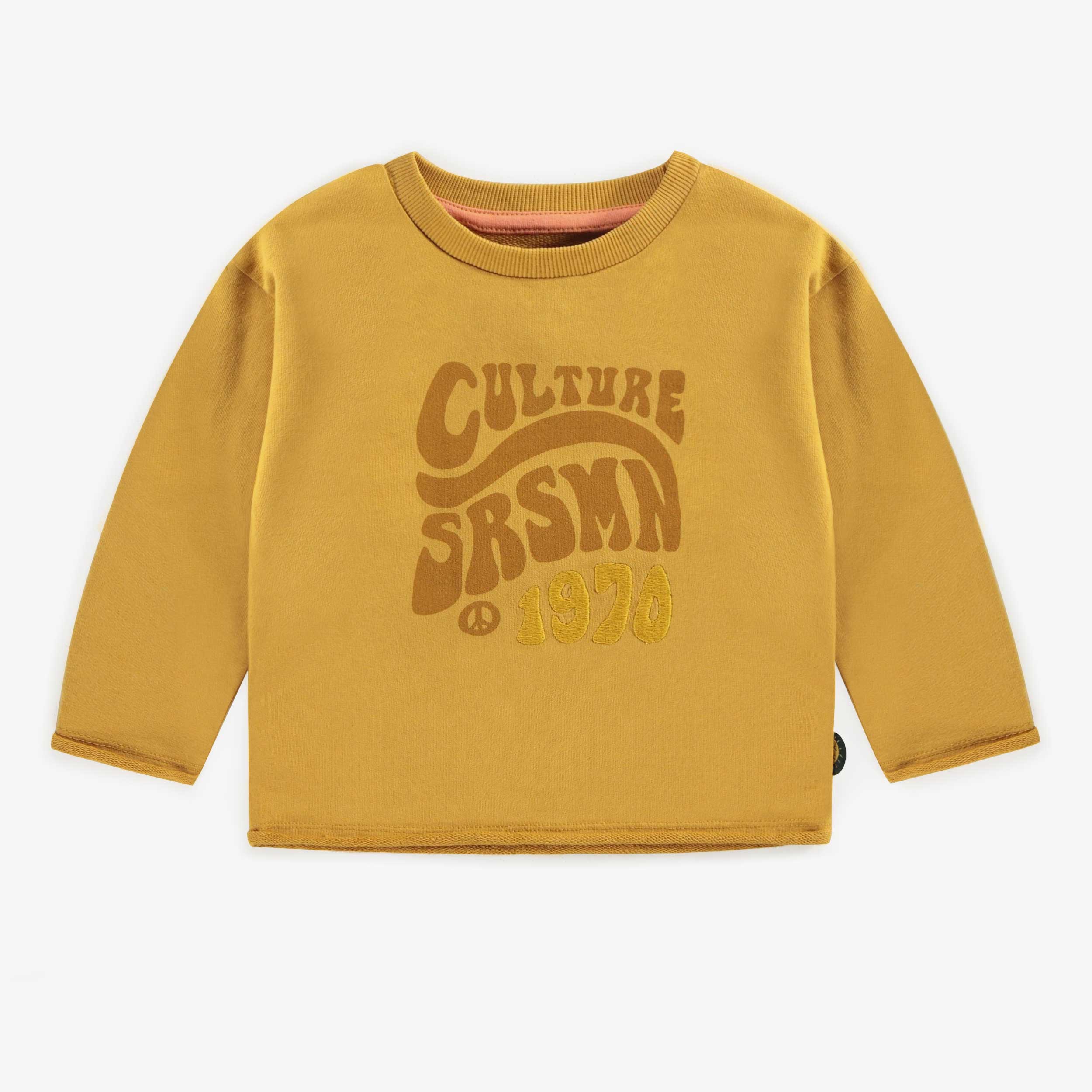 Mustard long sleeves shirt in french terry, baby