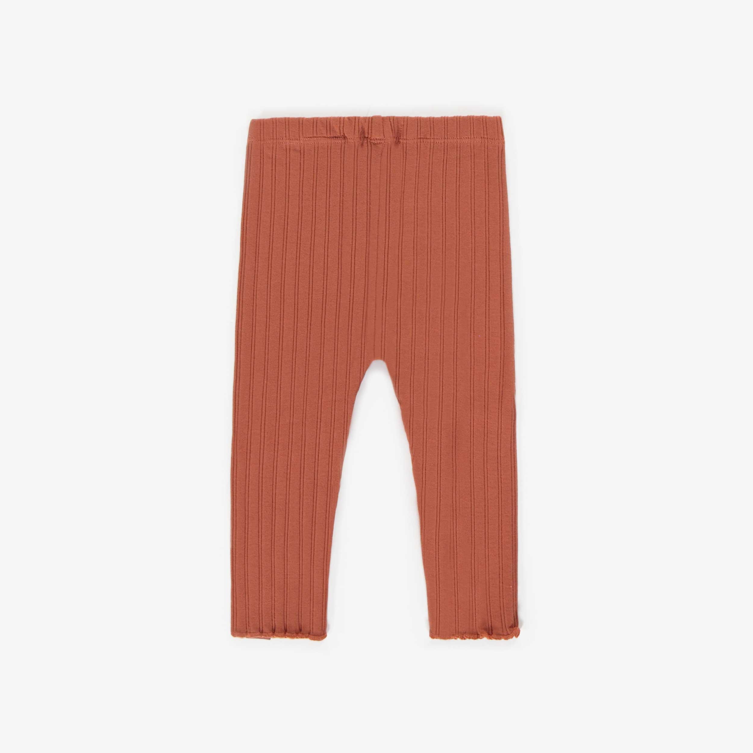 Light rust long legging in irregular rib knit, baby