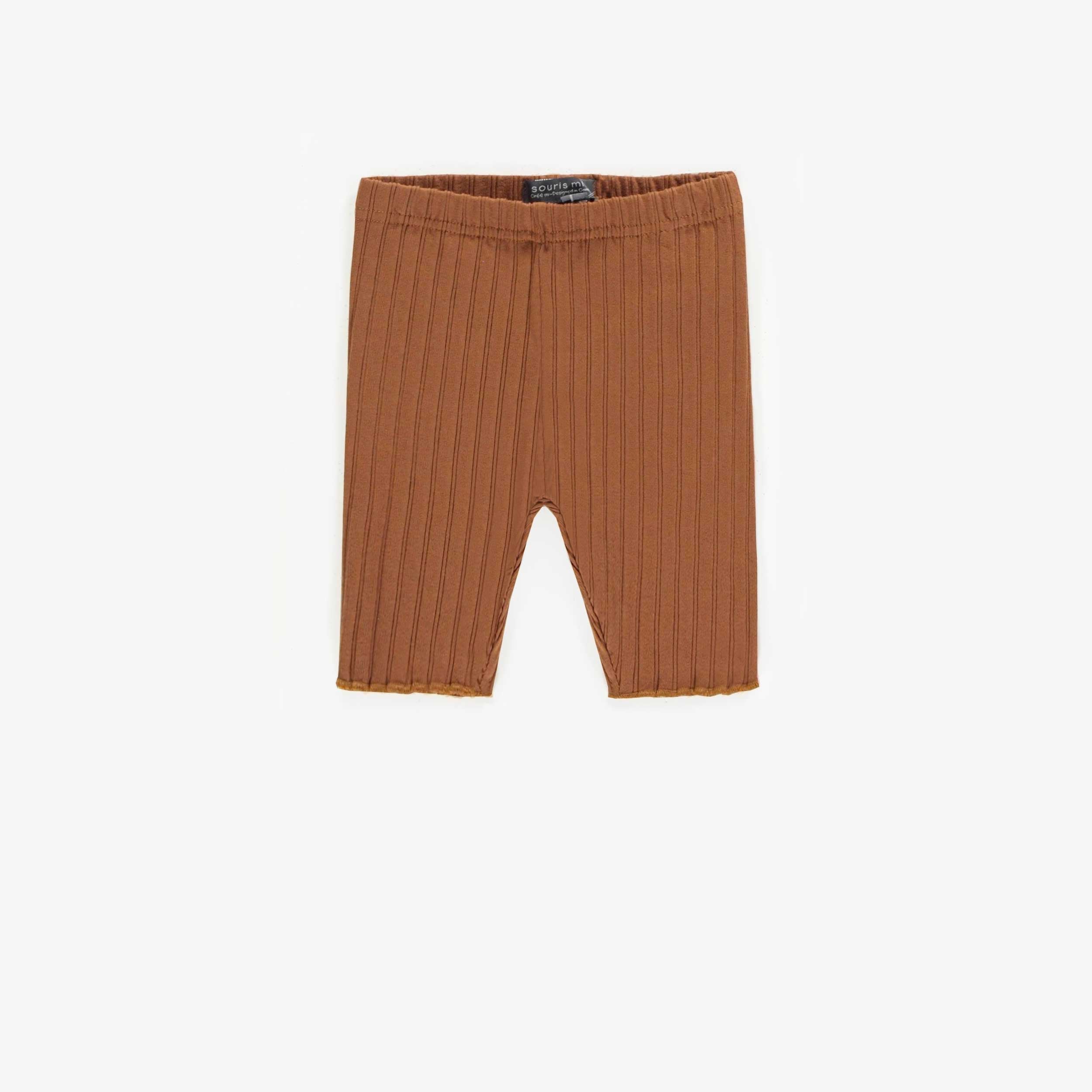 Legging court brun en coton côtelé, bébé