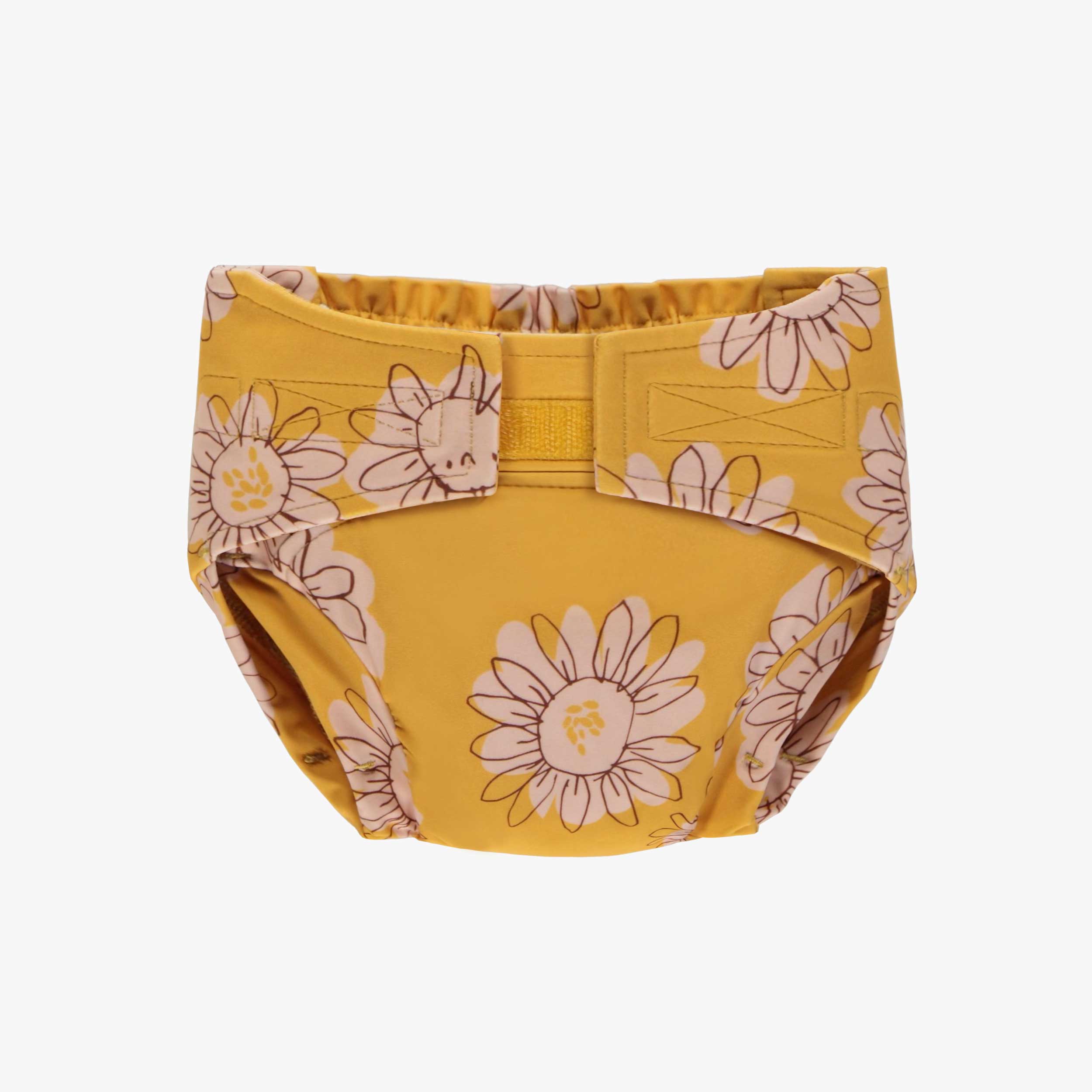 Couche réutilisable ultramince jaune à motif de fleurs, bébé
