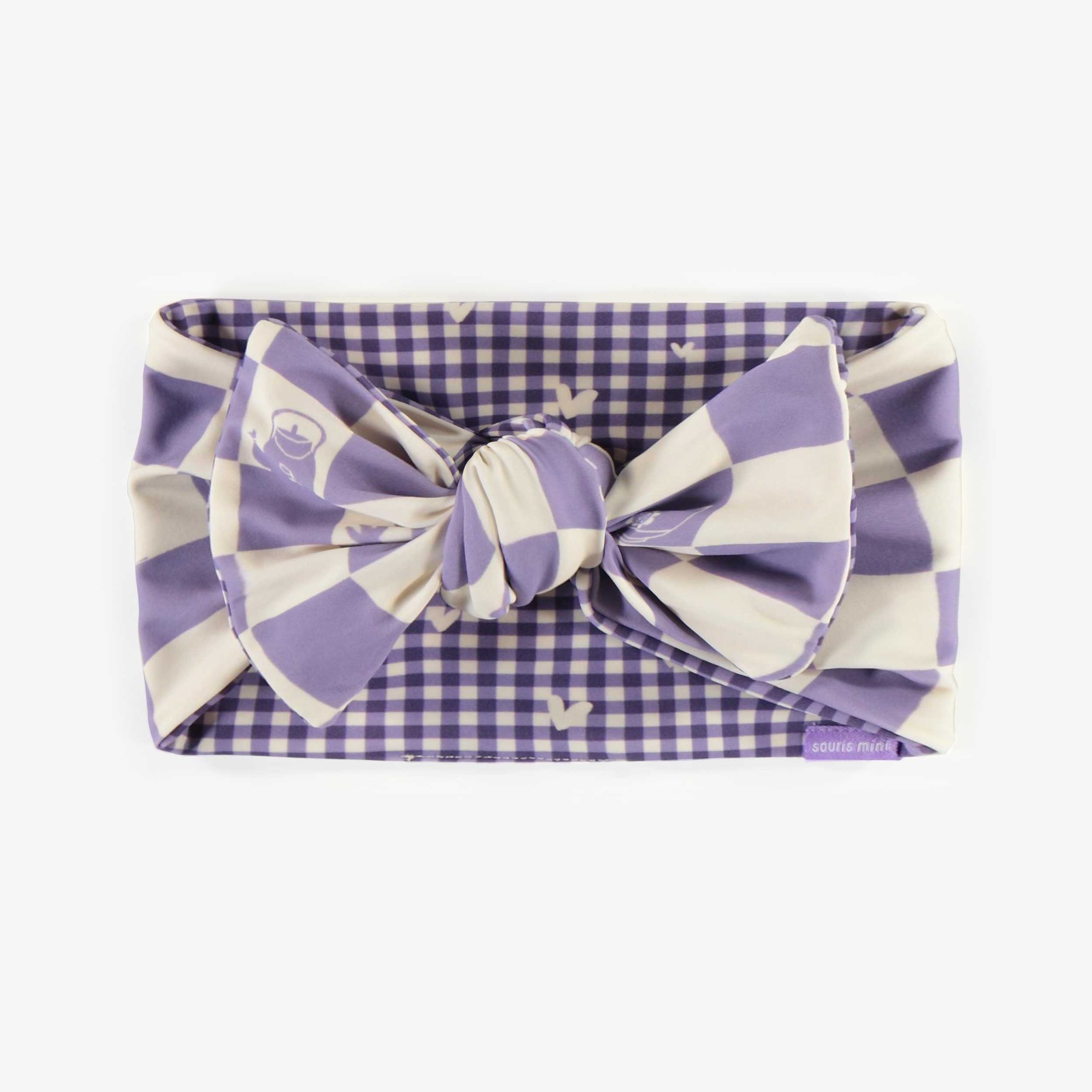 Reversible headband purple plaid, child