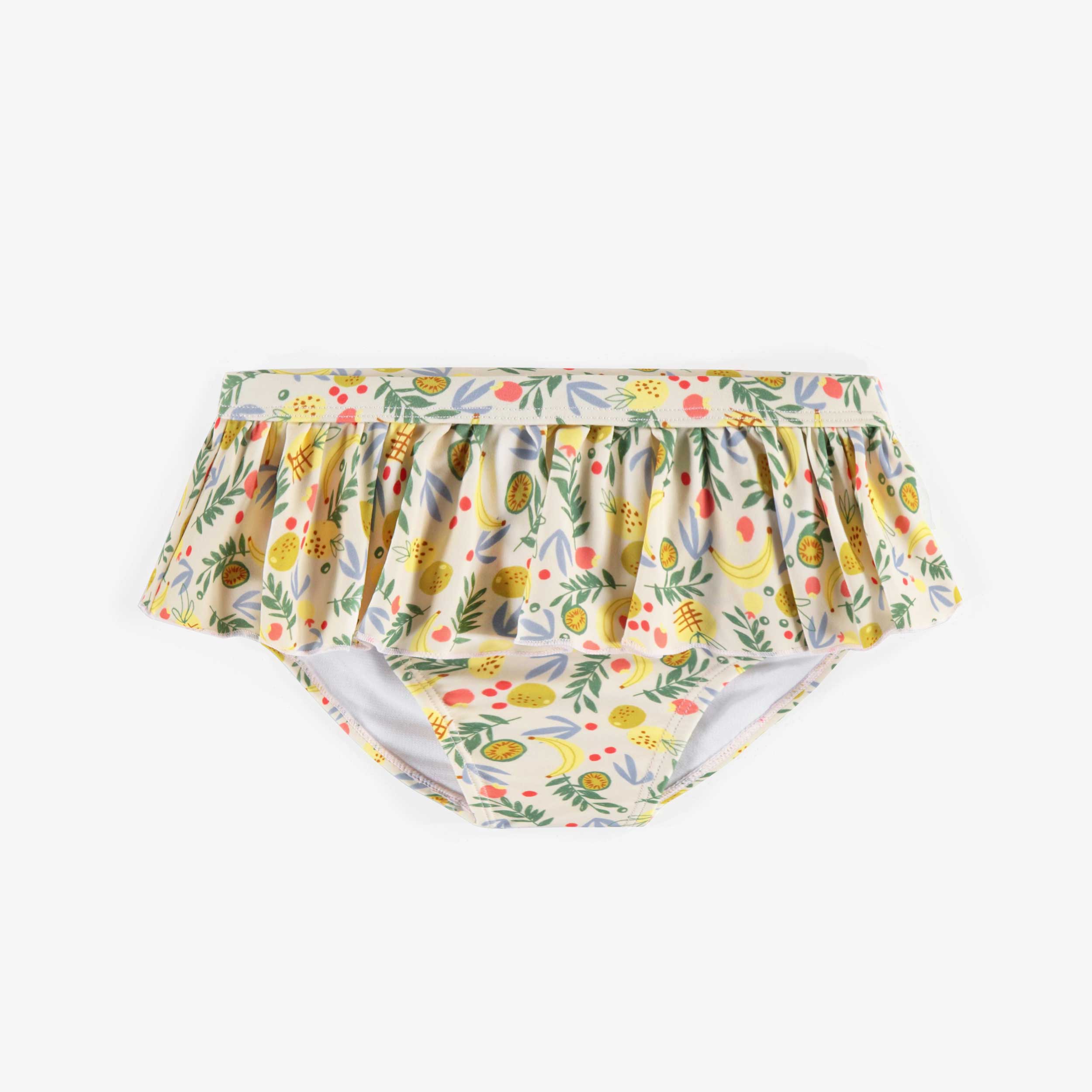 Bathing short with ruffle and tropical patterns, child