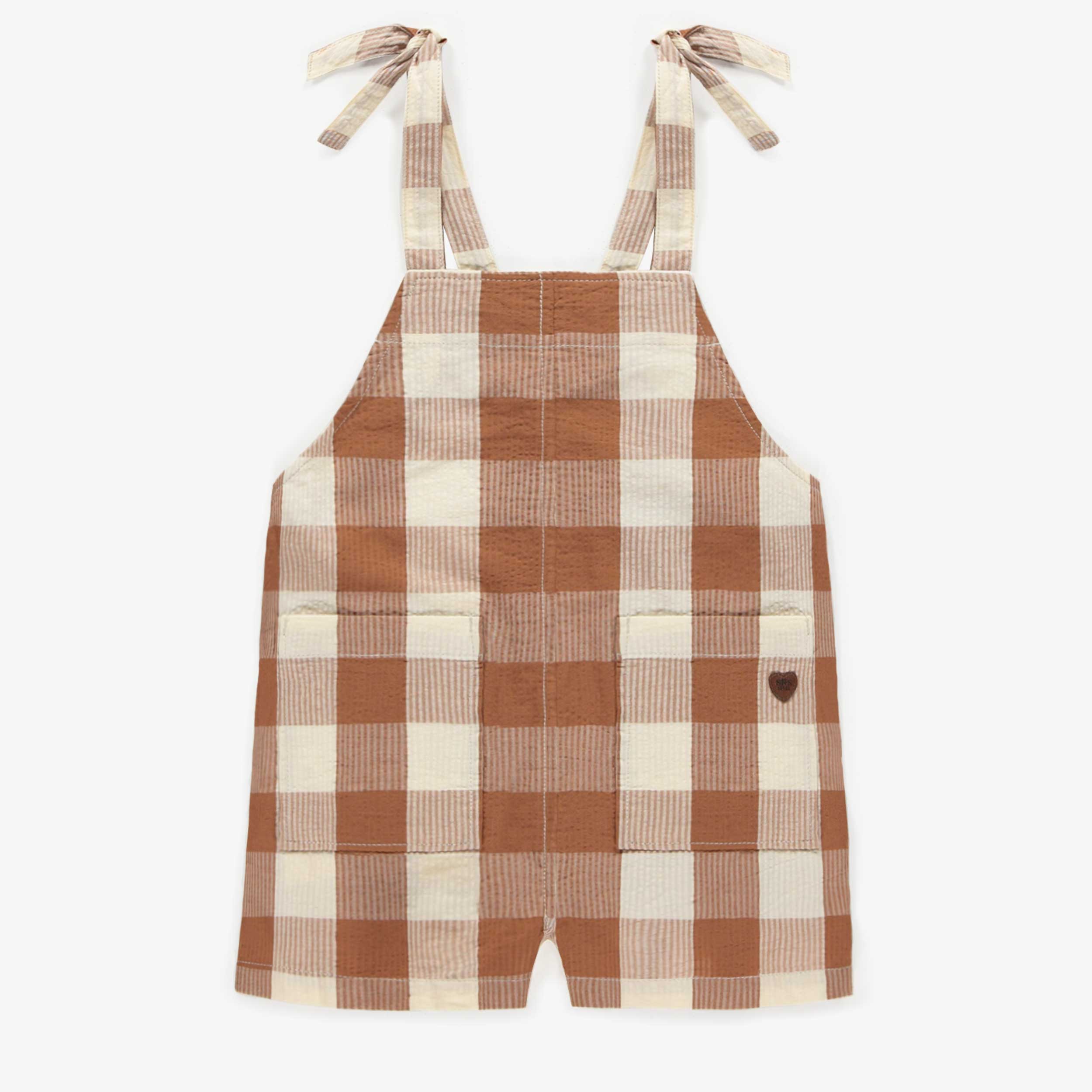 Salopette brune à carreaux en coton, enfant