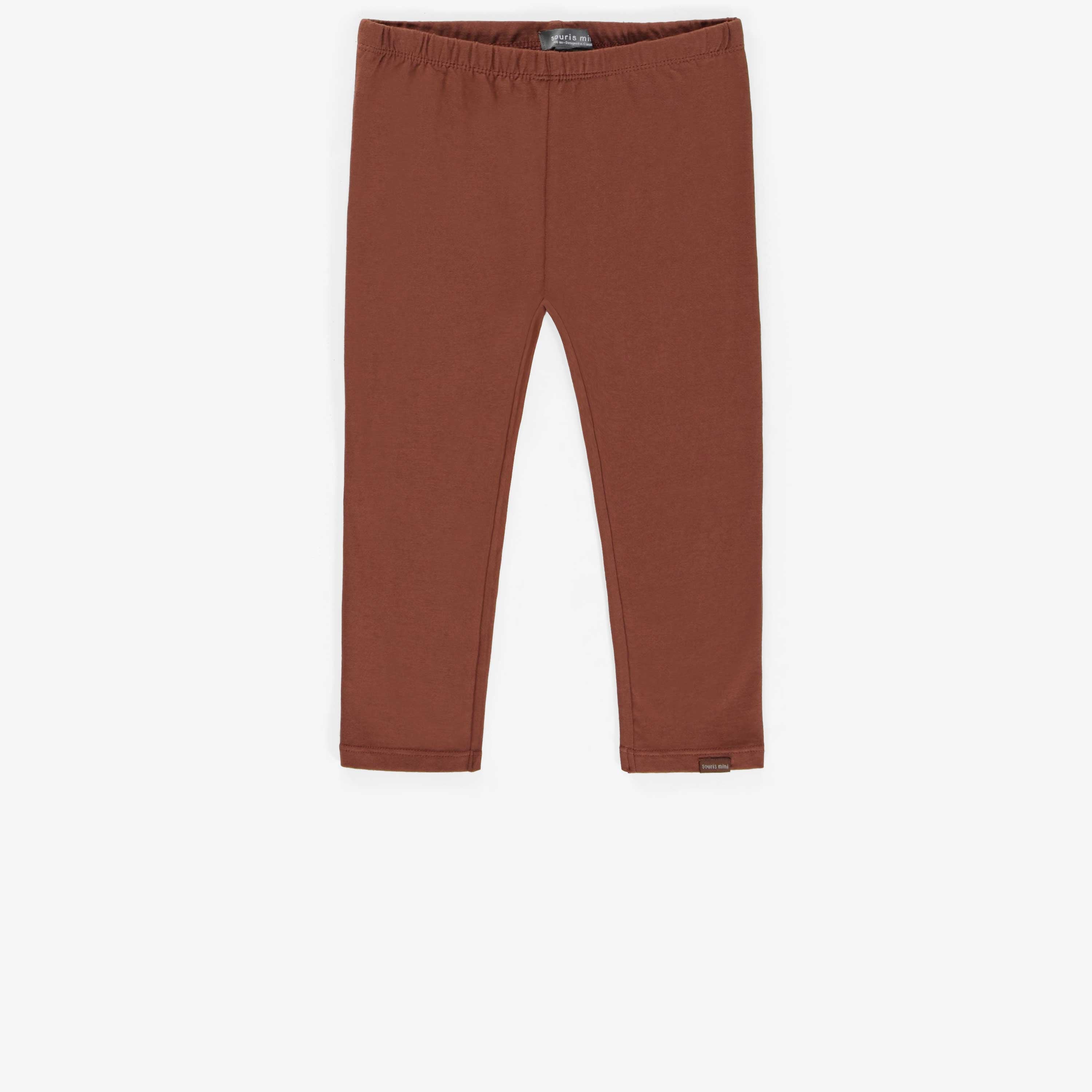 Legging 3/4 brun en coton extensible, enfant