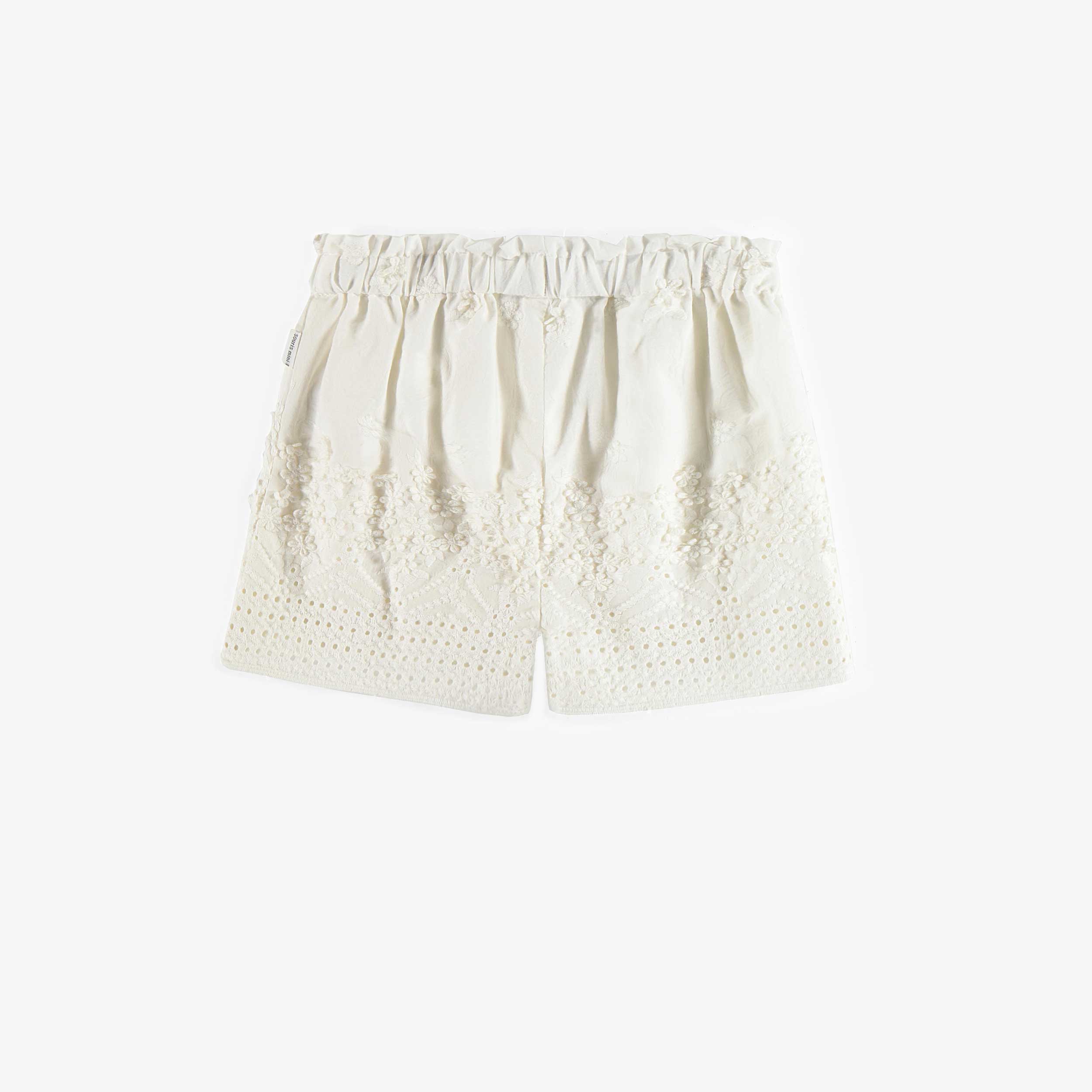 Cream embroidered short in cotton veil, child