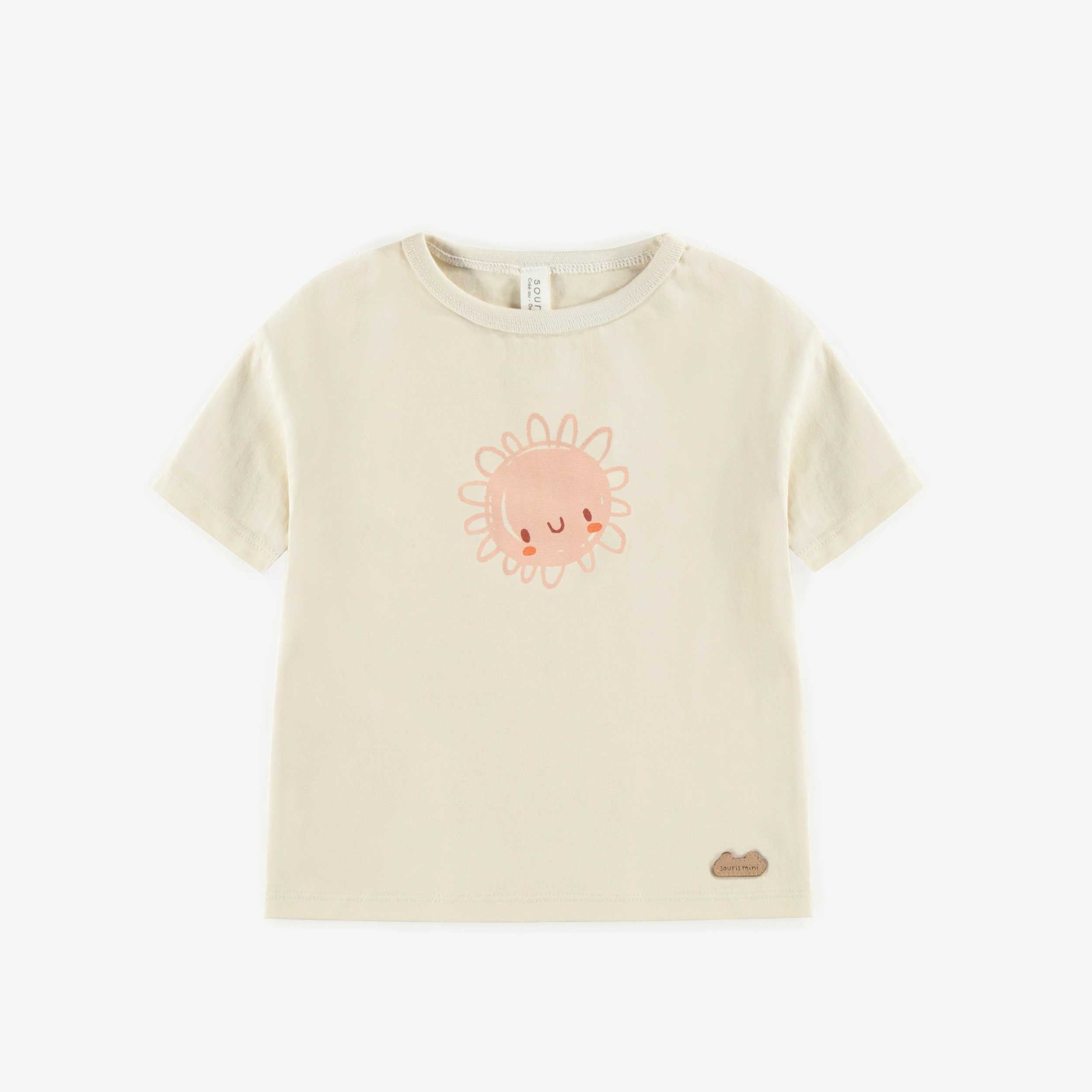 T-shirt crème en coton biologique coupe droite, naissance