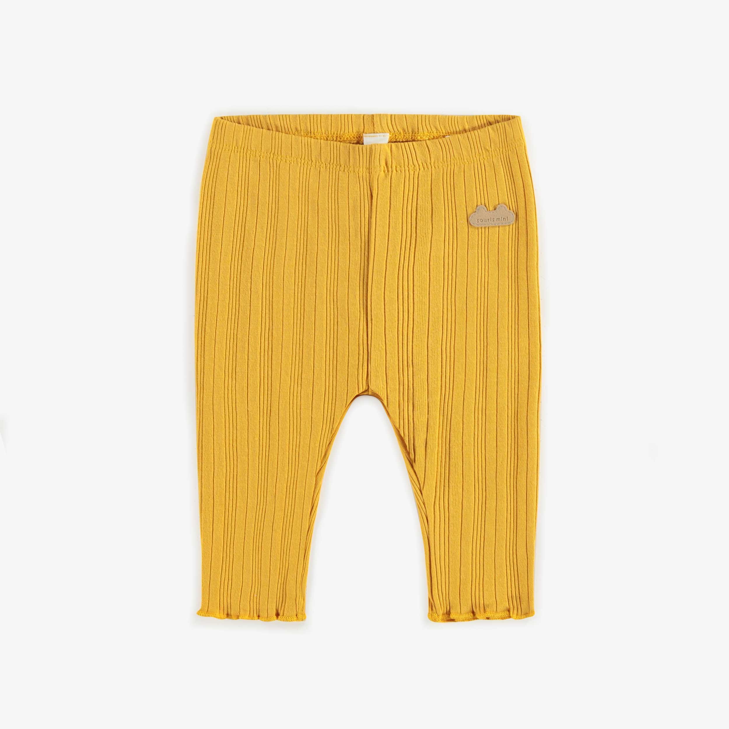 Legging long moutarde en maille irrégulière, naissance