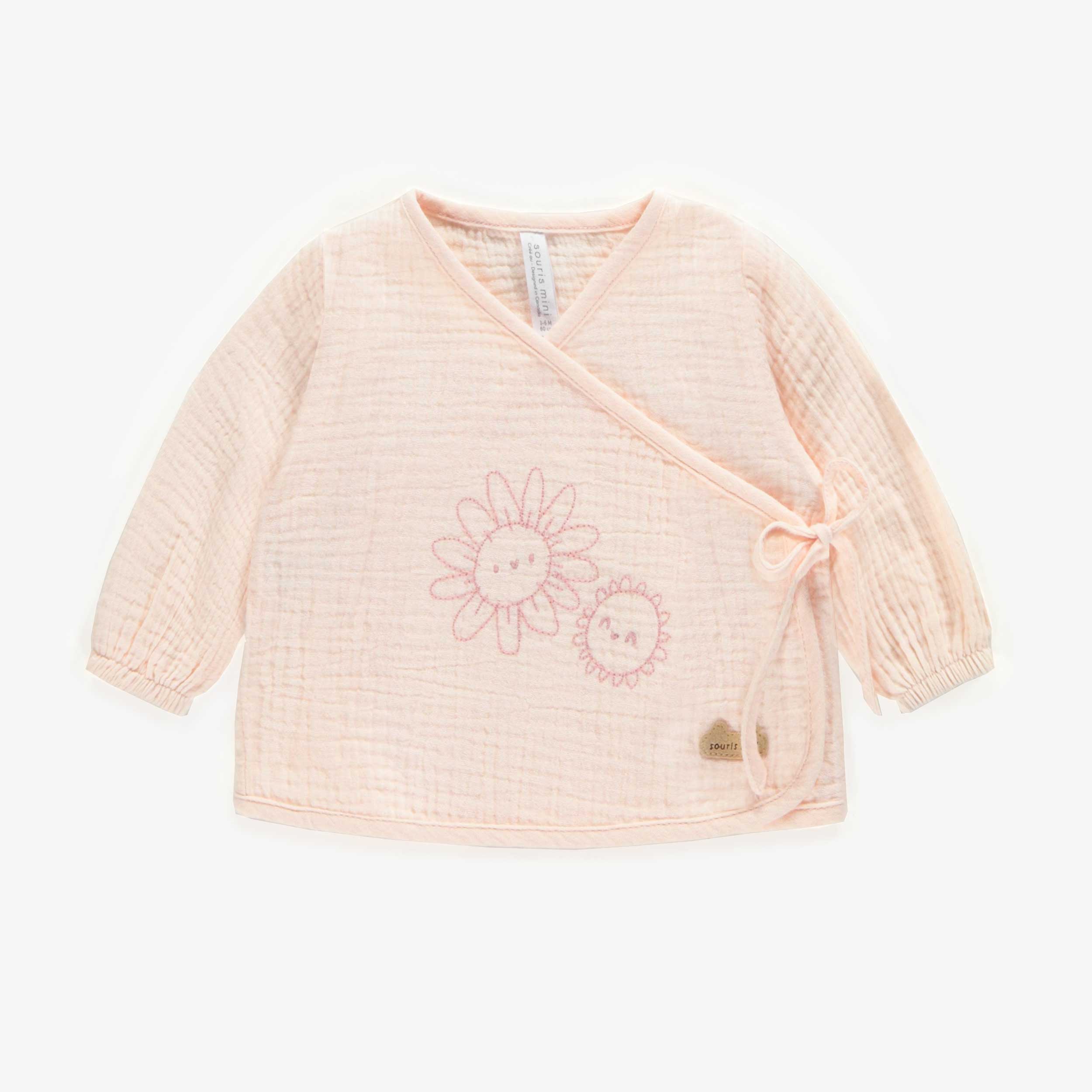 Chandail rose cache-coeur à manches amples, naissance