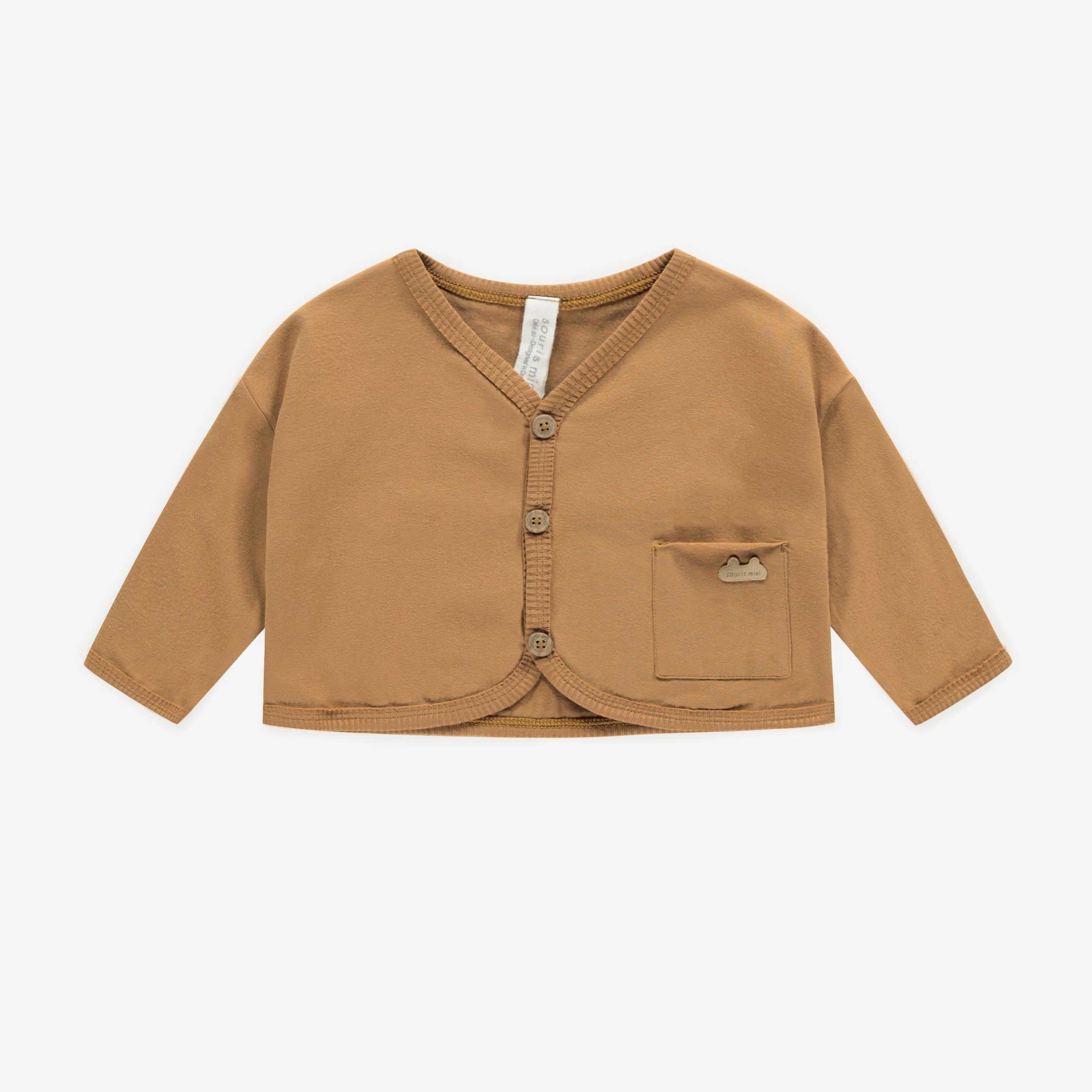 Veste brune en jersey de coton biologique, naissance