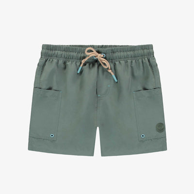 Short de bain sarcelle avec poches en polyester, adulte || Teal swim short with pockets in polyester, adult