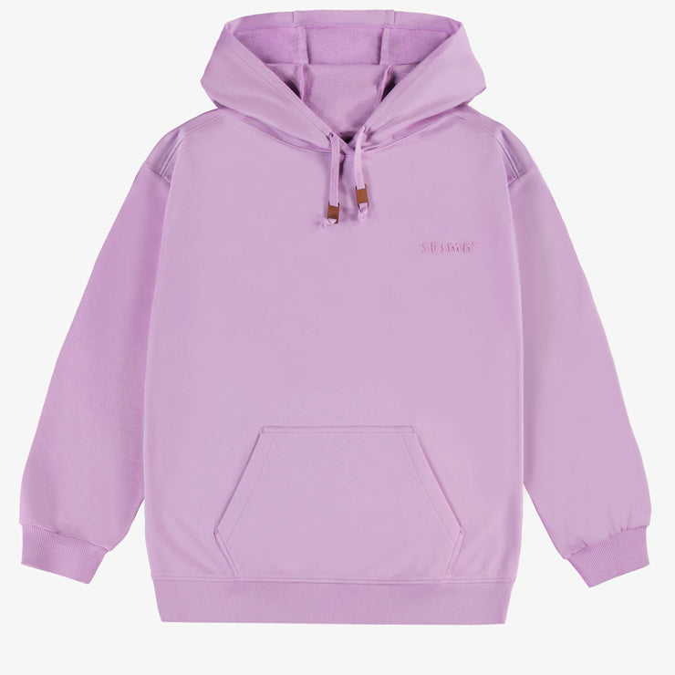 Chandail à capuchon ample lilas en coton français, adulte || Loose-fitting lilac hoody in French cotton, adult