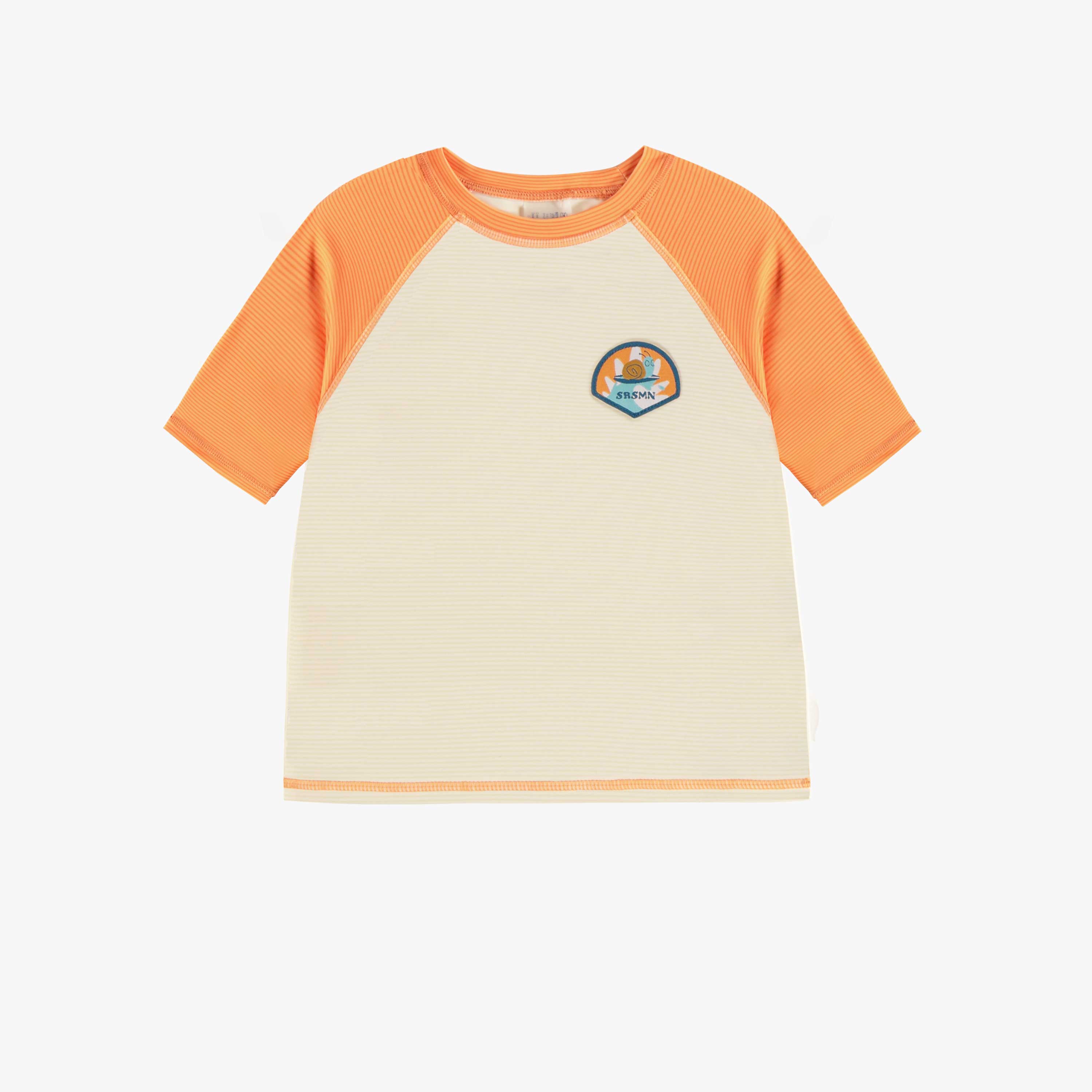 T-shirt de bain à manches courtes crème et orange, bébé