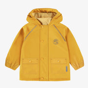 Manteau à capuchon imperméable jaune en polyuréthane, bébé || Yellow waterproof hooded coat in polyurethane, baby