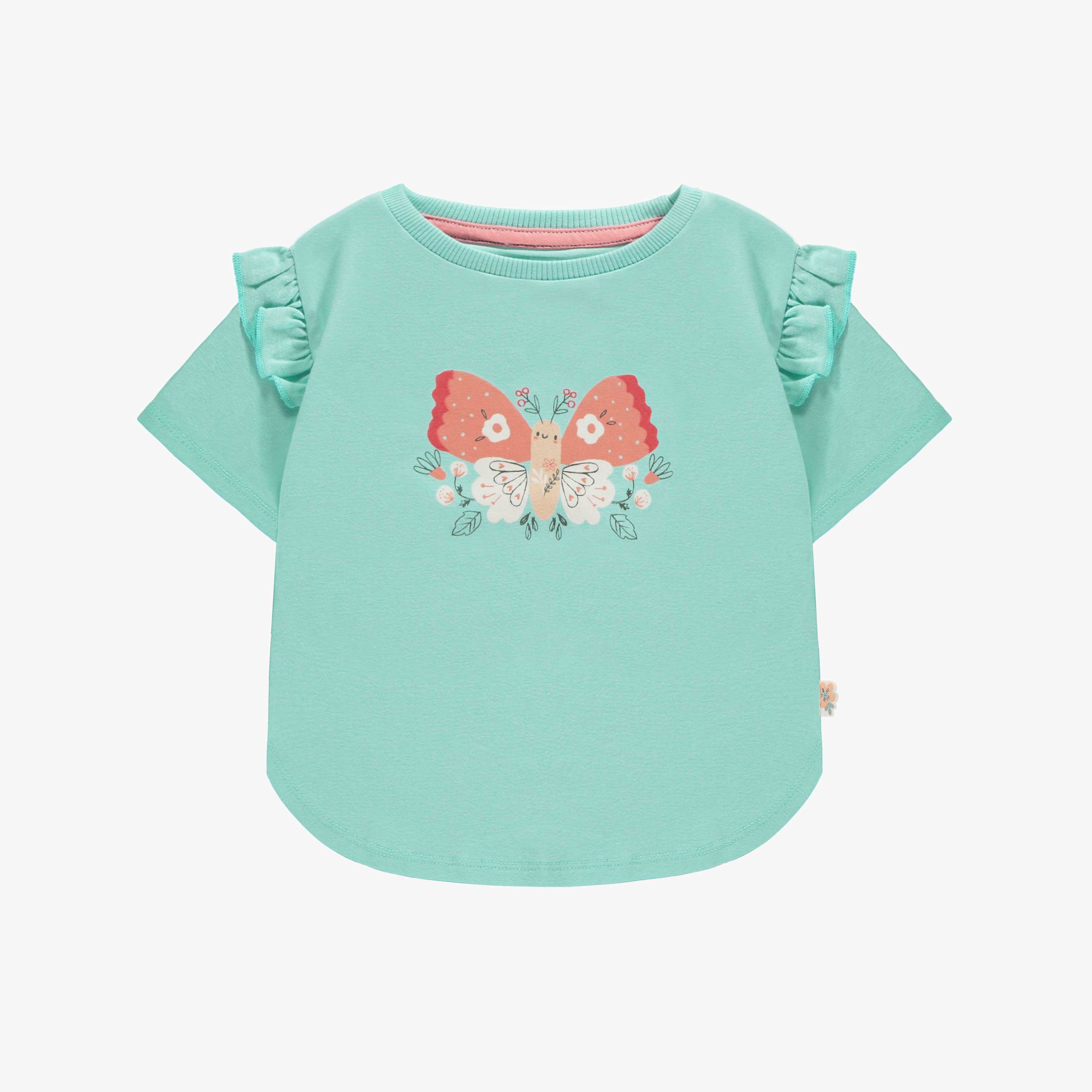 Light blue short sleeves t-shirt with butterfly print, baby