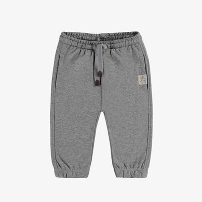 Pantalon gris coupe régulière style jogging en coton français, bébé || Gray pants regular fit jogger style in French terry, baby