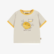 T-shirt crème à manches courtes avec crabes en jersey, bébé || Cream short sleeves t-shirt with crabs in jersey, baby