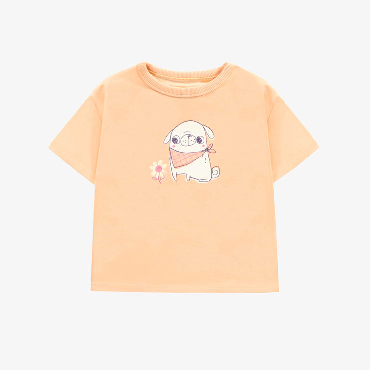 T-shirt à manches courtes de coupe régulière pêche avec illustration, bébé || Peach short sleeves relaxed fit t-shirt with print, baby